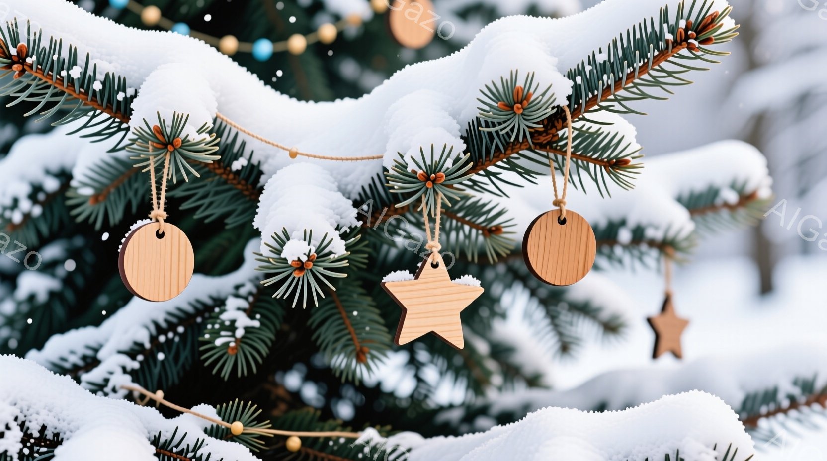 ガラス瓶の中に、赤、金、キラキラした装飾がいくつか入っており、クリスマスの飾り付けのようです。瓶の周りには暖かい光を放つ小さな電飾が散りばめられており、背景は暗く、装飾と電飾が際立っています。全体的に - AI生成フリー素材