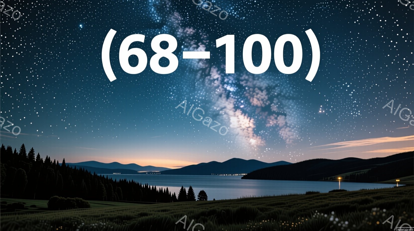 深夜の山岳地帯の風景で、漆黒の空に無数の星が輝き、天の川が壮大に広がっている。湖面に星が反射し、周囲の山並みと森林がシルエットとして浮かび上がり、静寂と神秘的な雰囲気を醸し出している。遠景には、わずか - AI生成フリー素材