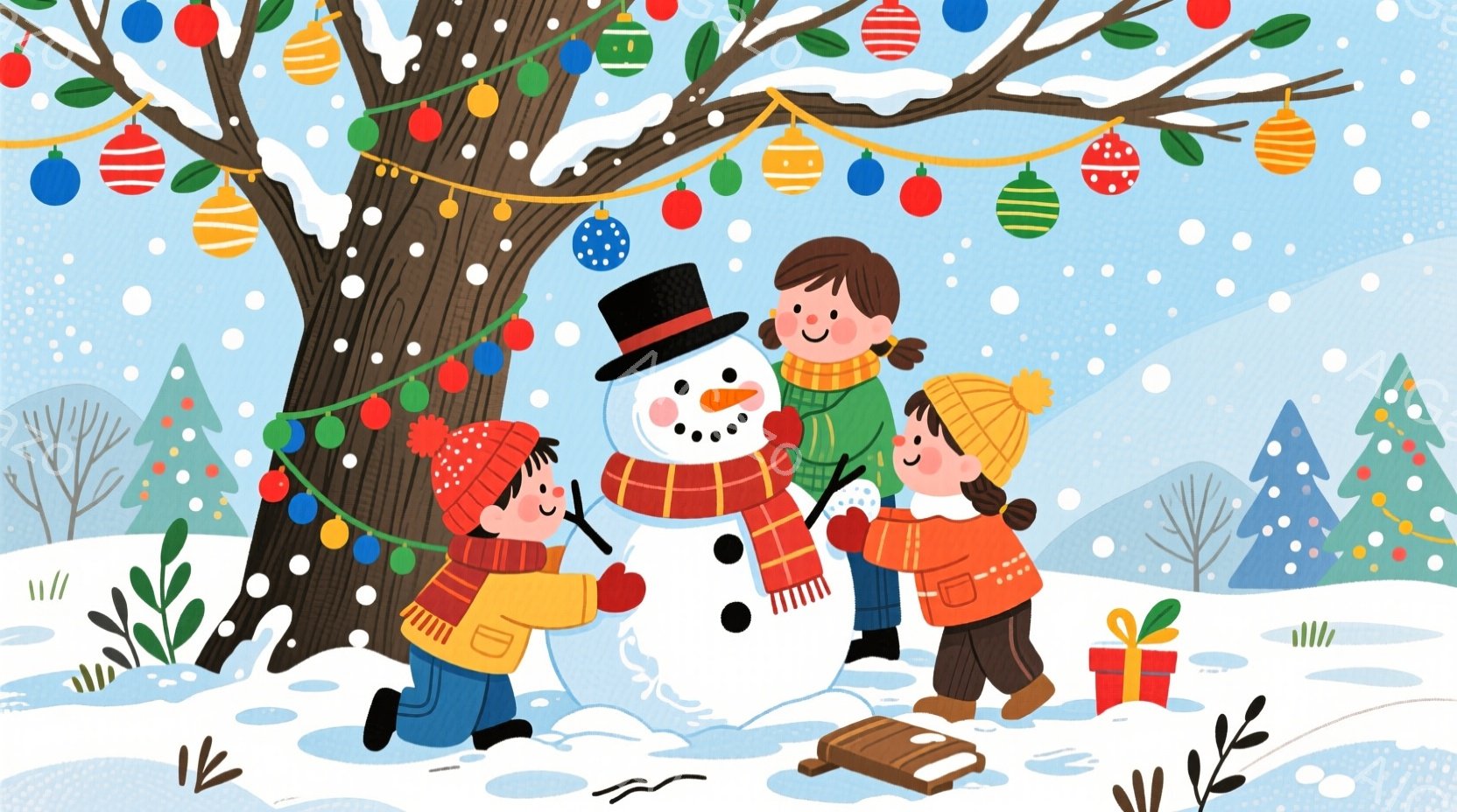 茶色く焼き上げられたジンジャーブレッドクッキーが、木目調のテーブルの上に並んでいます。クッキーは人型や星型をしており、白いアイシングで装飾され、一部にはカラフルなキャンディーでアクセントが加えられてい - AI生成フリー素材