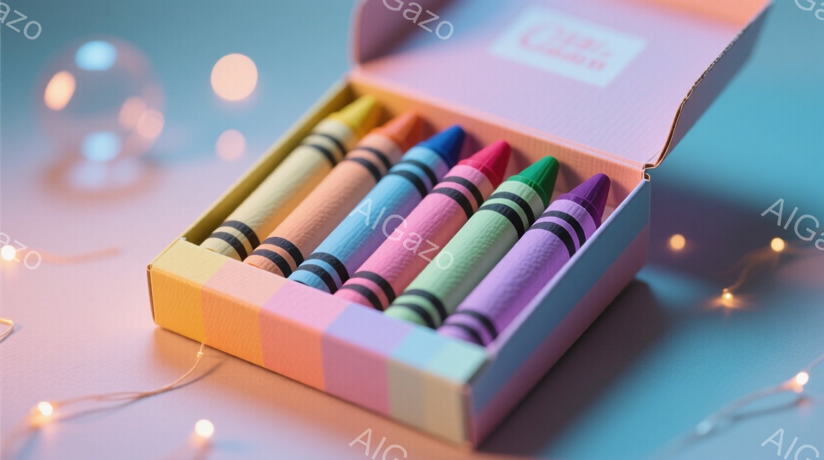 手描き風格のイラストであり、カラフルな鉛筆がそれぞれの色を持って卓上に並んでいることが特徴的です。 背景は不明であり、全体の雰囲気は暖かく、繊細な手描きスタイルが楽しめるように感じます。