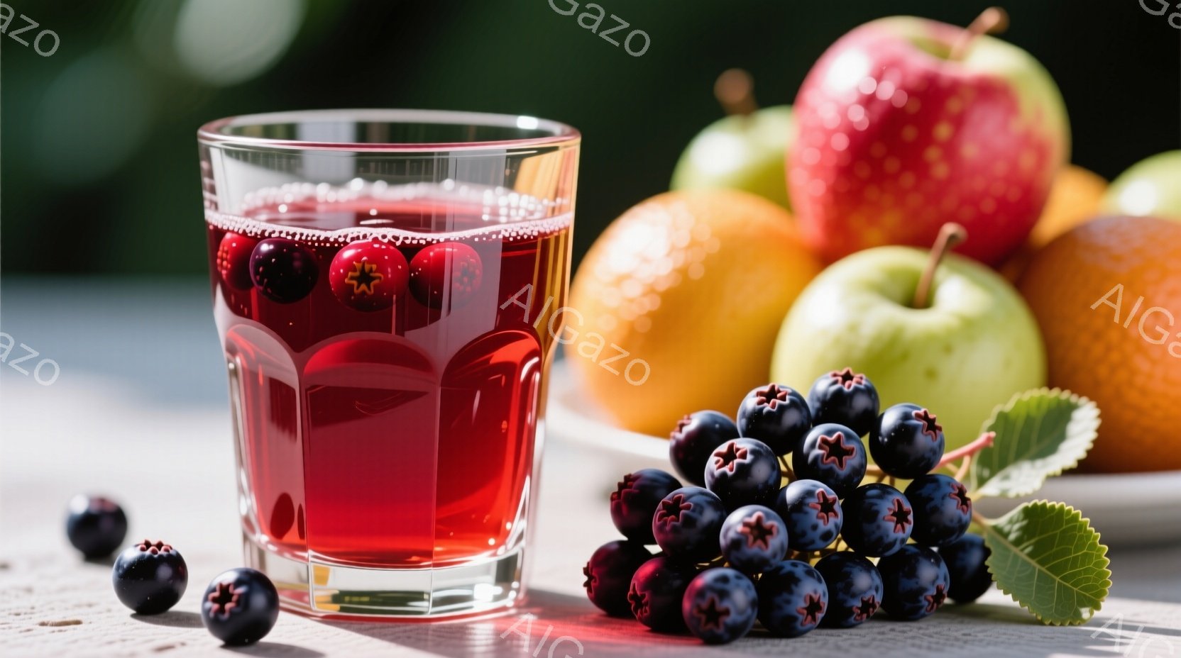 茶色い木製の器の中に、赤褐色の乾燥したナツメが山積みにされている。ナツメの下には、藁のような素材で作られた敷物が敷かれており、背景は濃い木目調の表面である。全体的に温かみのある、自然を感じさせる雰囲気 - AI生成フリー素材