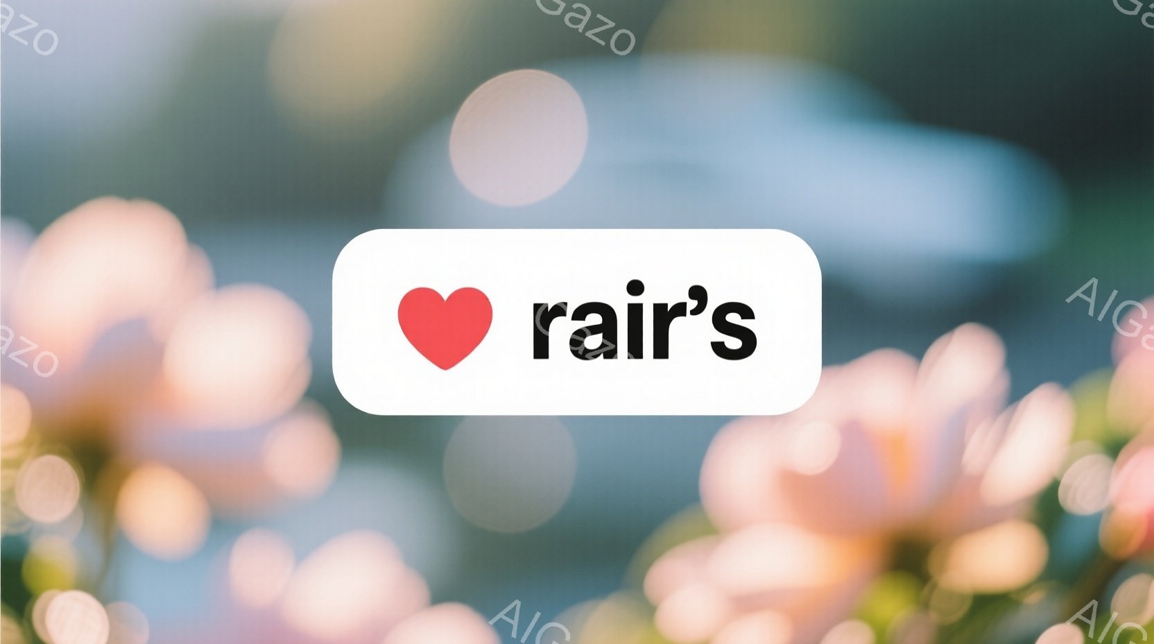 ぼやけた背景の中に赤いハートのアイコンが配置されています。背景は、淡いピンクと緑の色合いで、まるで花畑のような印象を与えます。全体的に柔らかい雰囲気で、ロマンチックな印象を与える画像です。 - AI生成フリー素材