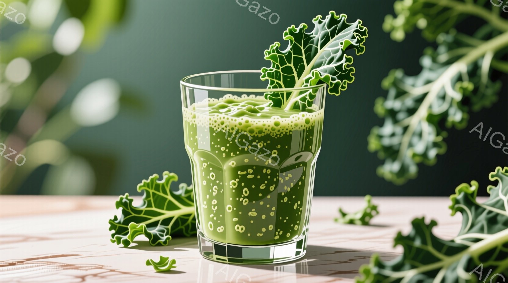 根元が白く、緑色の茎と葉が特徴的なセロリの一本を描いています。セロリはわずかに右に傾いており、影が薄く落ちています。背景は薄いベージュ色で、セロリが際立っています。