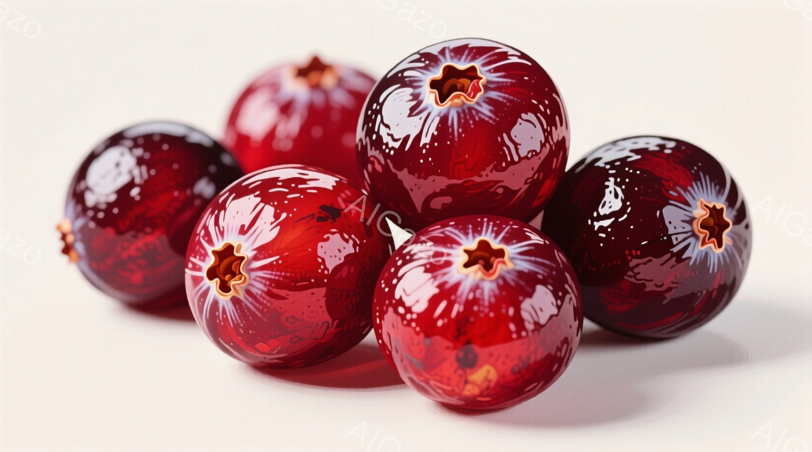 鮮やかな赤色の、模様入りの球体が6つ、白い背景に積み重なって写っています。球体は、光沢があり、複雑な模様が施され、まるで宝石のようです。全体的に、華やかで美しい雰囲気が漂っています。 - AI生成フリー素材