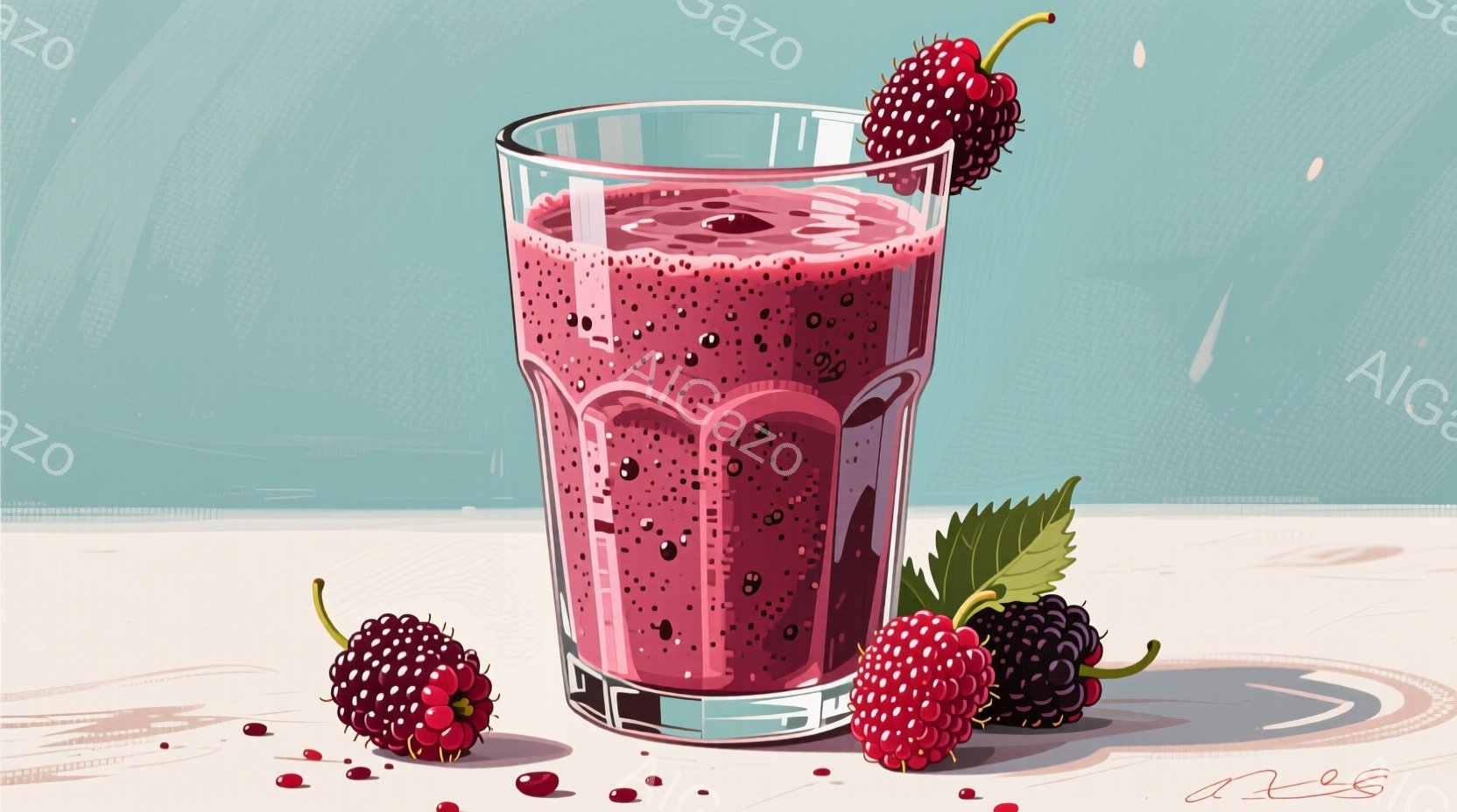 切られたビワの断面が2つ並んだクローズアップ写真です。果肉は白っぽく、黒い種が星のように散りばめられており、表面には細かい斑点が見られます。背景はぼかされており、光の反射が水滴のような模様を作り出し、温かく、静謐な雰囲気を醸し出しています。