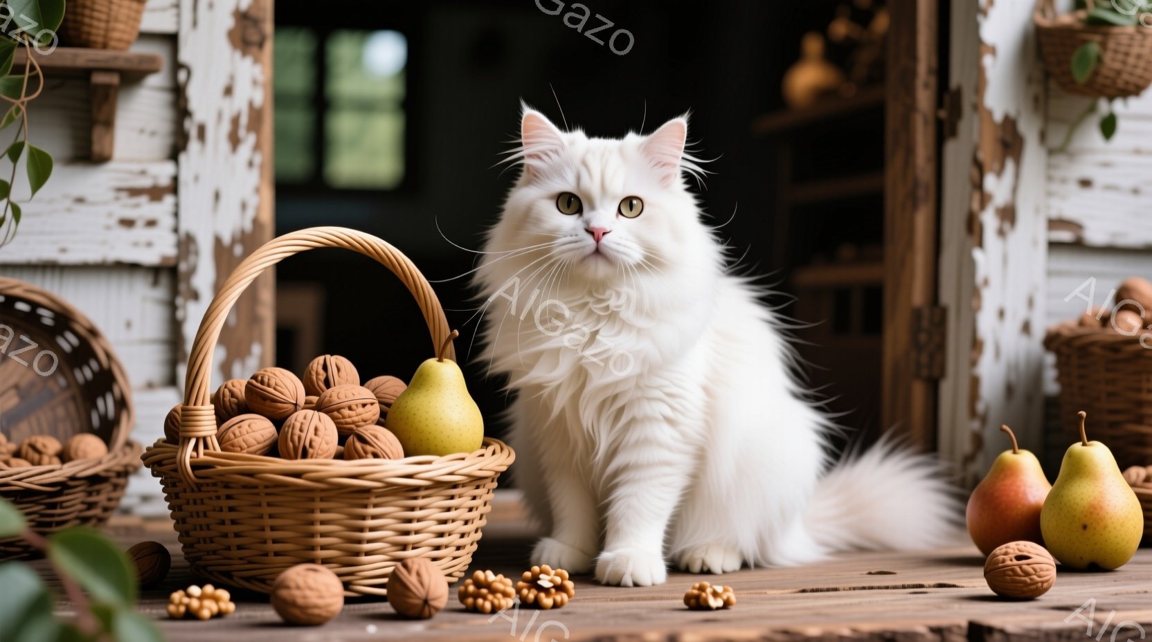 霜が降りた墓地の道の中央を、黒猫が堂々と歩いている。墓石は様々な形や大きさで並び、背景には冬の木々がぼんやりと見える。全体的に静かで厳かな雰囲気が漂い、冬の寒さと猫の黒さが対照的である。