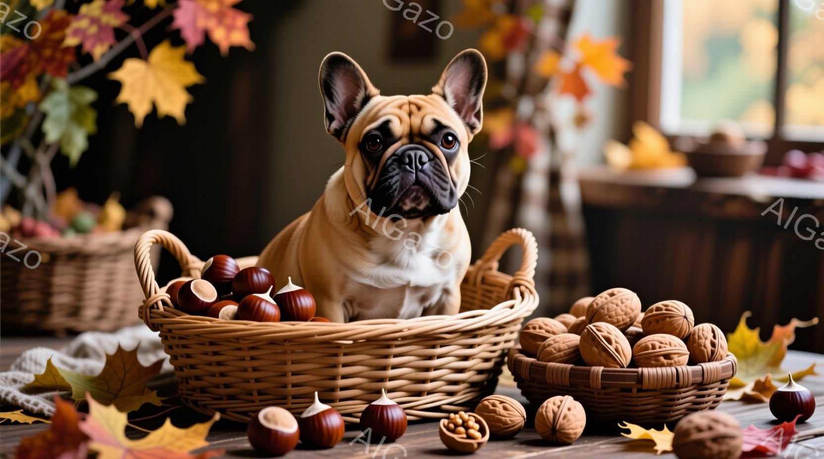 黄金色の稲穂が広がる田んぼの中を、柴犬が嬉しそうに駆けている。柴犬は口を開けて舌を出し、楽しそうな表情で、まるで秋の田園風景を満喫しているかのようだ。背景には緑の山々が見え、晴れた空と穏やかな光が、の - AI生成フリー素材