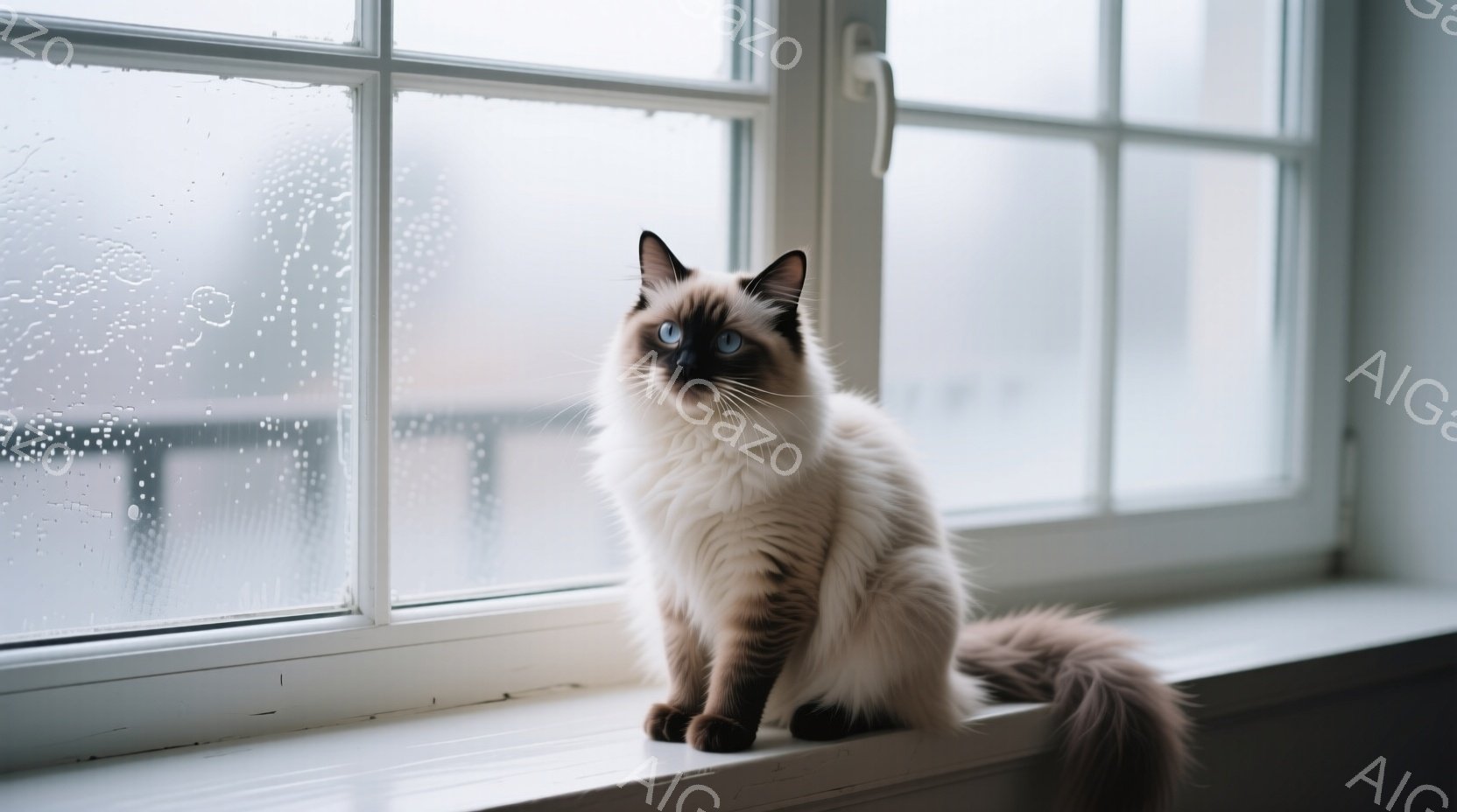 茶色と黒の縞模様の猫が、木製の棚の下で丸まって眠っています。背景には、白いストーブと木製のキャビネットが見え、素朴で温かい雰囲気のキッチンです。光が優しく差し込み、猫の毛並みを照らしています。 - AI生成フリー素材