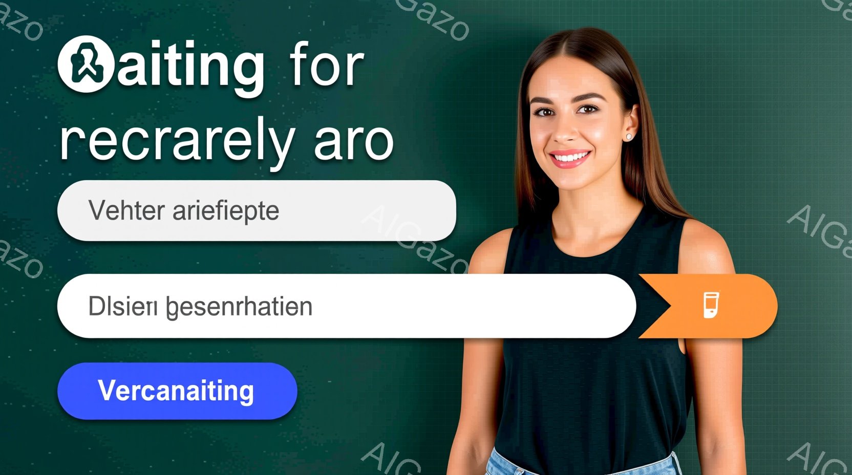 この女性は、黒いタンクトップを着ており、髪は後ろで一つにまとめられています。彼女は微笑んでおり、自信に満ちた表情をしています。背景は緑色で、抽象的なデザインが施されており、全体的にモダンで洗練された雰 - AI生成フリー素材