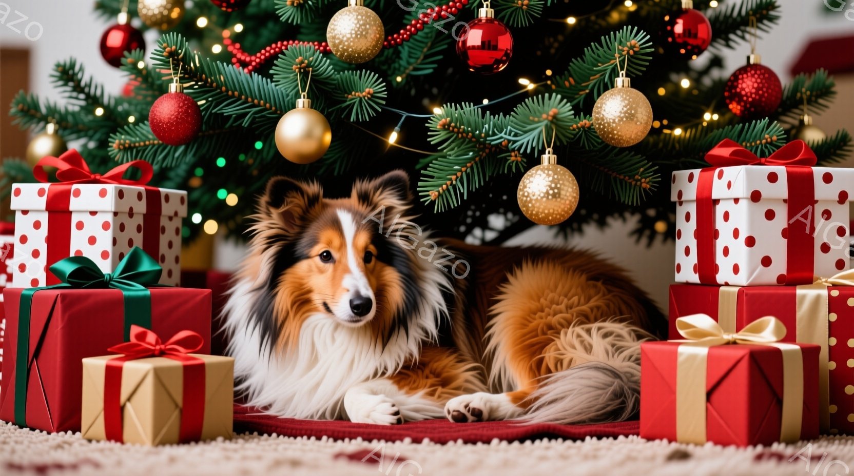 長毛のコリー犬が窓辺に座り、外の雪景色を眺めています。窓には霜が降りており、窓台には小さな火が灯ったキャンドルが置かれています。穏やかな光と雪景色が、静かで温かい冬の雰囲気を醸し出しています。 - AI生成フリー素材
