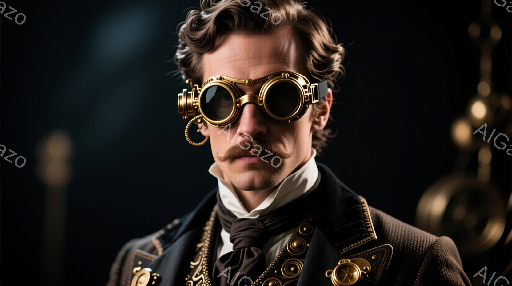 鮮やかなネオンが輝く未来都市を背景に、武士が鎧を身につけ、光る日本刀を構えている。鎧は黒を基調とし、赤い紐で締め上げられ、金色の装飾が施されている。その姿は力強く、未来都市の夜景と古代の武士道が融合した、独特の雰囲気を醸し出している。