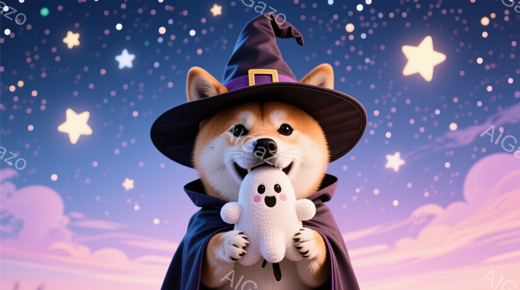 日本語で描かれたディズニー・スタジオの作品であり、主人公がドッグとなっています。ドッグは狐のような特徴を持ち、鎧を着て悪魔のように描かれている。彼は小さな巫女のような服装を着ており、自分の腕を割り切った大きな薬入りのキャンディを持っています。背景には星が描かれ、宇宙空間のような雰囲気があります。