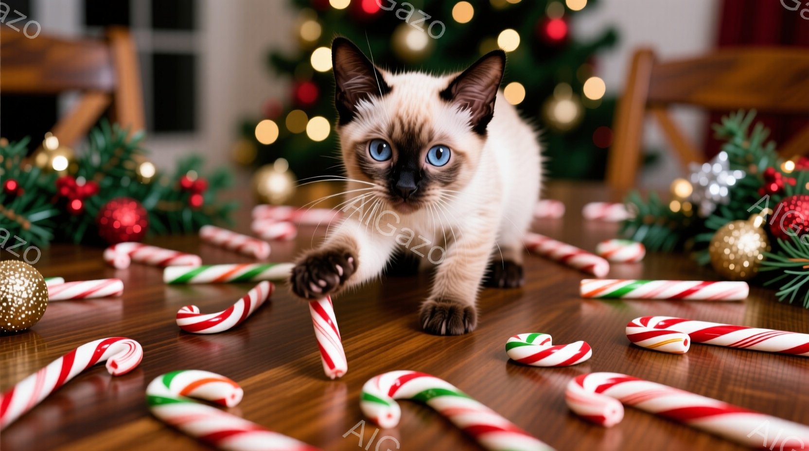 クリスマス用のバッグを手に入れたシャンパンコーギーキャットが驚きながらその手首に吊り下げられているように見えます。毛色は黄色とブルーで、瞳は浅い青で、表情は興奮しているようです。 バッグの中には小さなバンプスタッフが入っており、それらの点を見つめています。 個人的な着装や髪型は表示されていないため、詳細はできません。 バッグの中にもう少しの小さなバンプスタッフがあり、床上に散らばっているシリコンバラーのクリスマスカットを取り除くことができます。 背景は一般的な家具で、中央には大きなクリスマスツリーがあります。 全体の雰囲気は楽しいかもしれません。