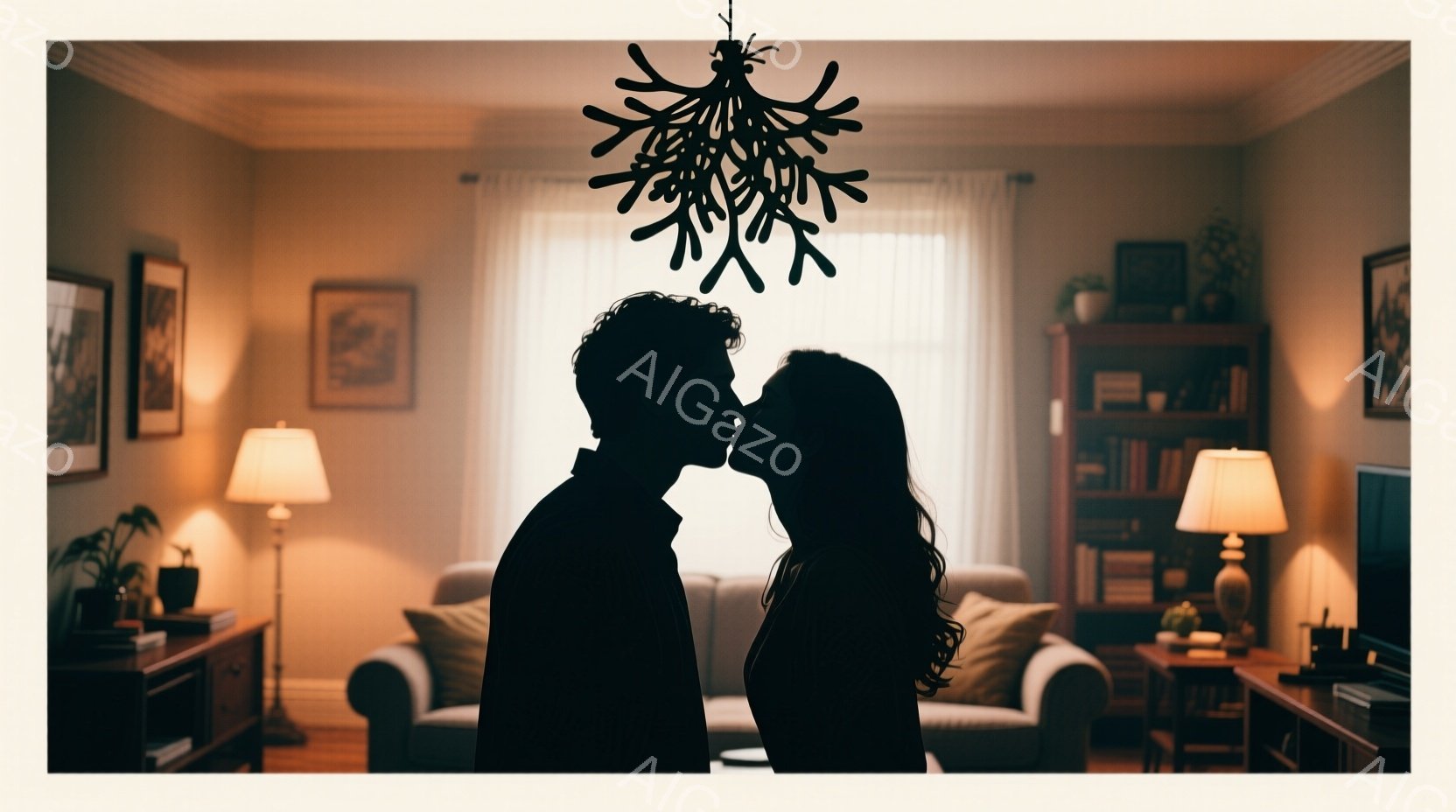 若い女性と男性が、クリスマスツリーの前でプレゼントを交換し合っています。女性はオフホワイトのセーターを着ており、長い黒髪をなびかせて笑顔を見せています。男性は茶色のセーターを着ており、女性を見つめなが - AI生成フリー素材