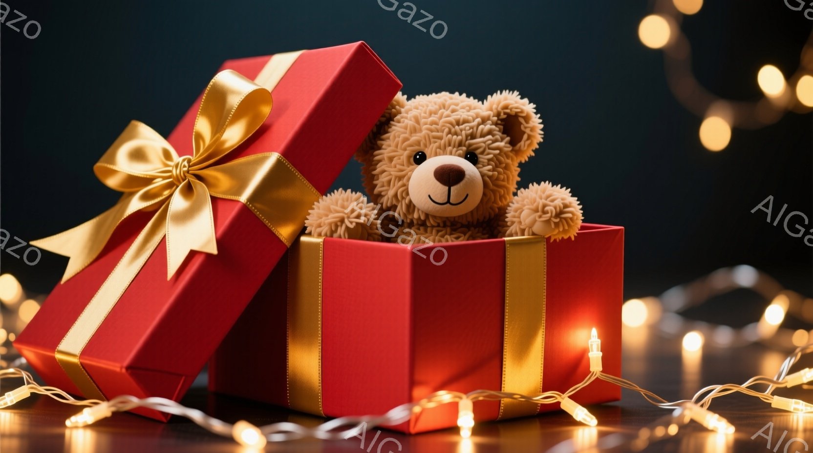 可愛らしい子猫たちが、ストライプ模様のギフトバッグの中に座っています。一匹はオレンジ色で、もう一匹はグレーと白の模様をしており、どちらも好奇心旺盛な表情で、前足を伸ばして何かを見ているようです。背景には、キャンディケーンや緑色のぼかしがあり、全体的に温かく、お祝いムードに満ちた雰囲気です。