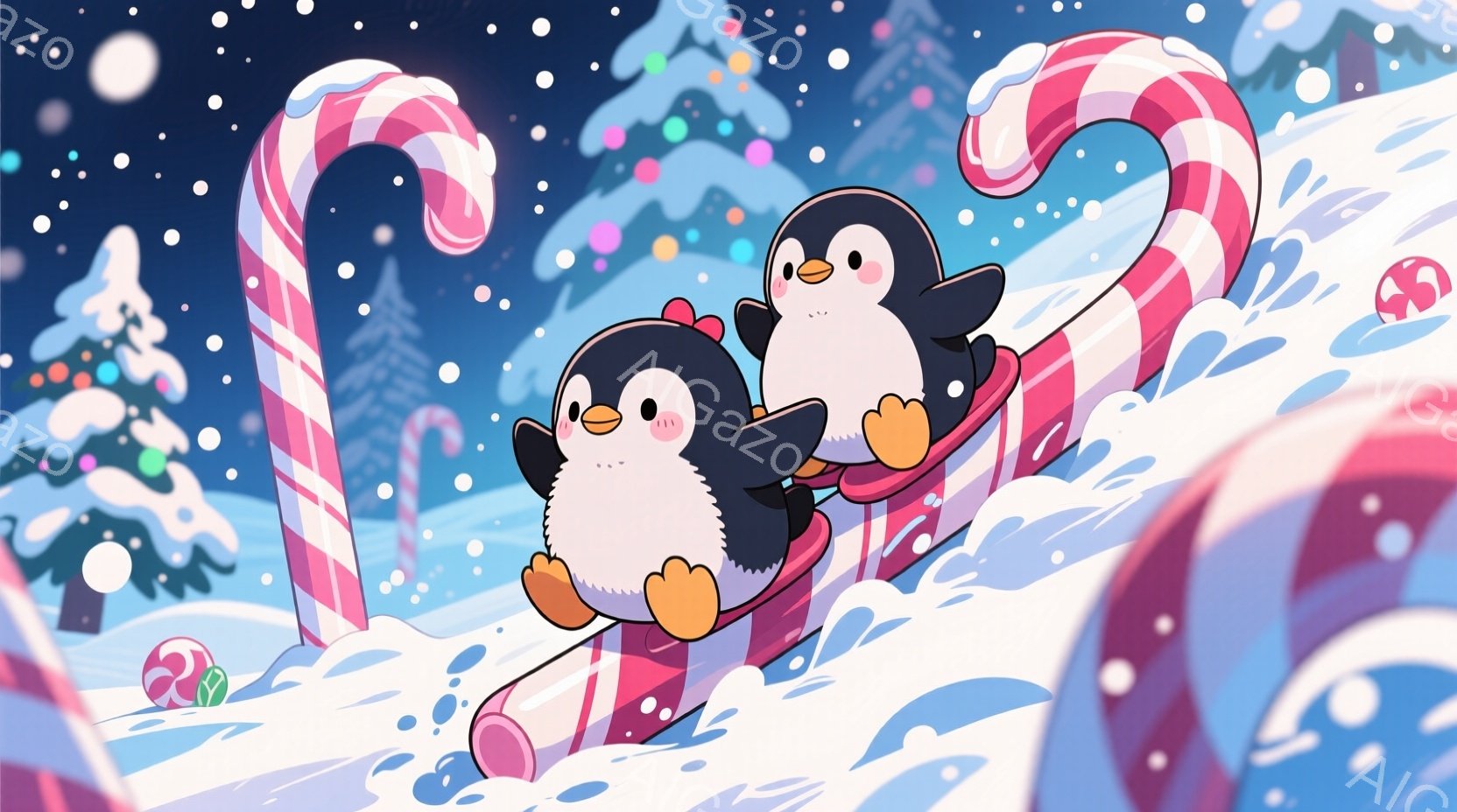 茶色のクマがクリスマスのエルフの衣装を着て絵を描いています。緑色の服に赤い襟と帽子、そして白い手袋をはめており、表情は楽しそうで集中しています。背景には、クリスマスの飾りや積み木、そして可愛らしい建物が見え、全体的に暖かく、クリスマスの喜びを感じさせる雰囲気です。