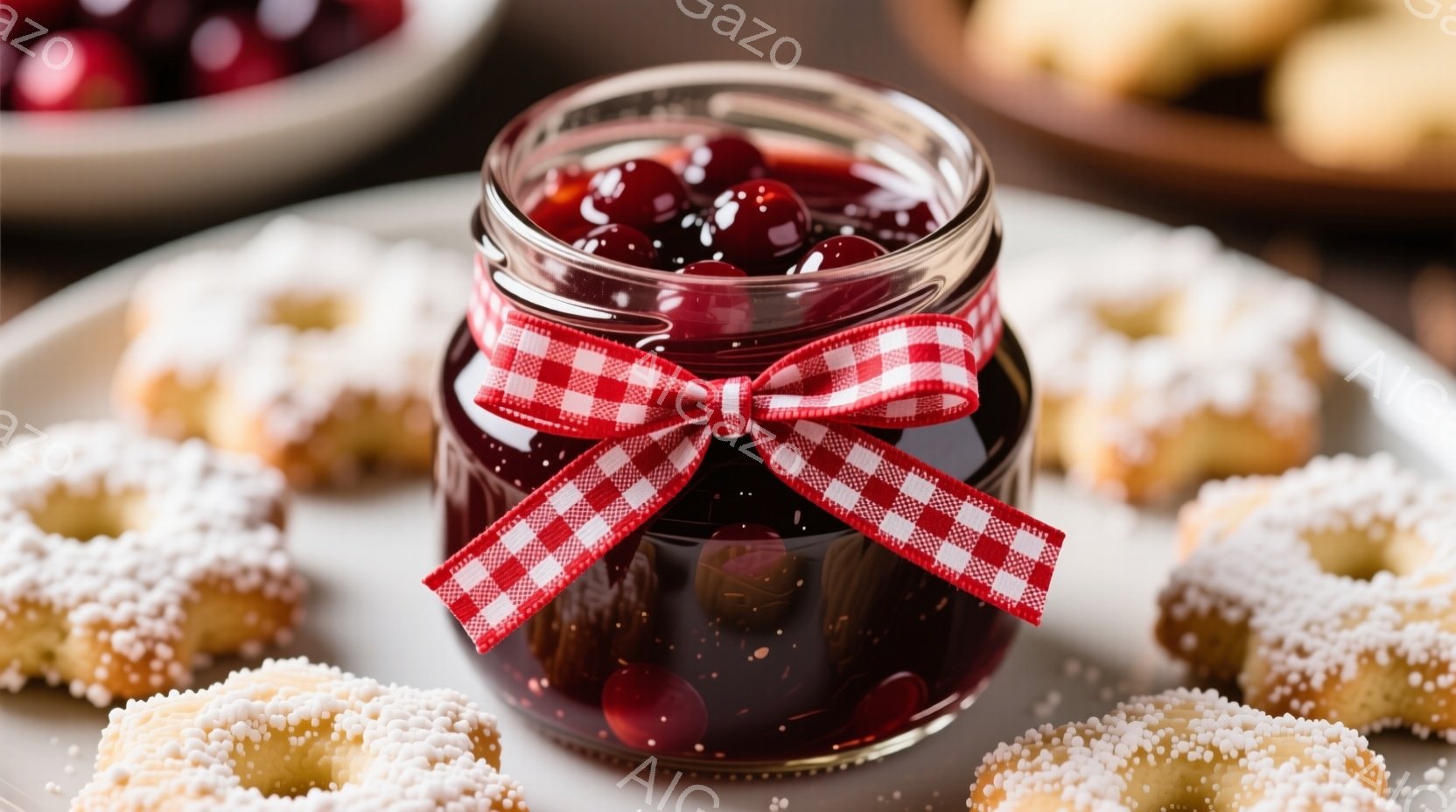 チョコレートのブラウニーが密集して並べられており、それぞれにキャンディケーンと白いスプリンクルが飾られています。ブラウニーは深みのある茶色で、表面は少しざらざらしており、甘くておいしそうな雰囲気を醸し出しています。背景はぼやけており、ブラウニーが主な焦点となっています。