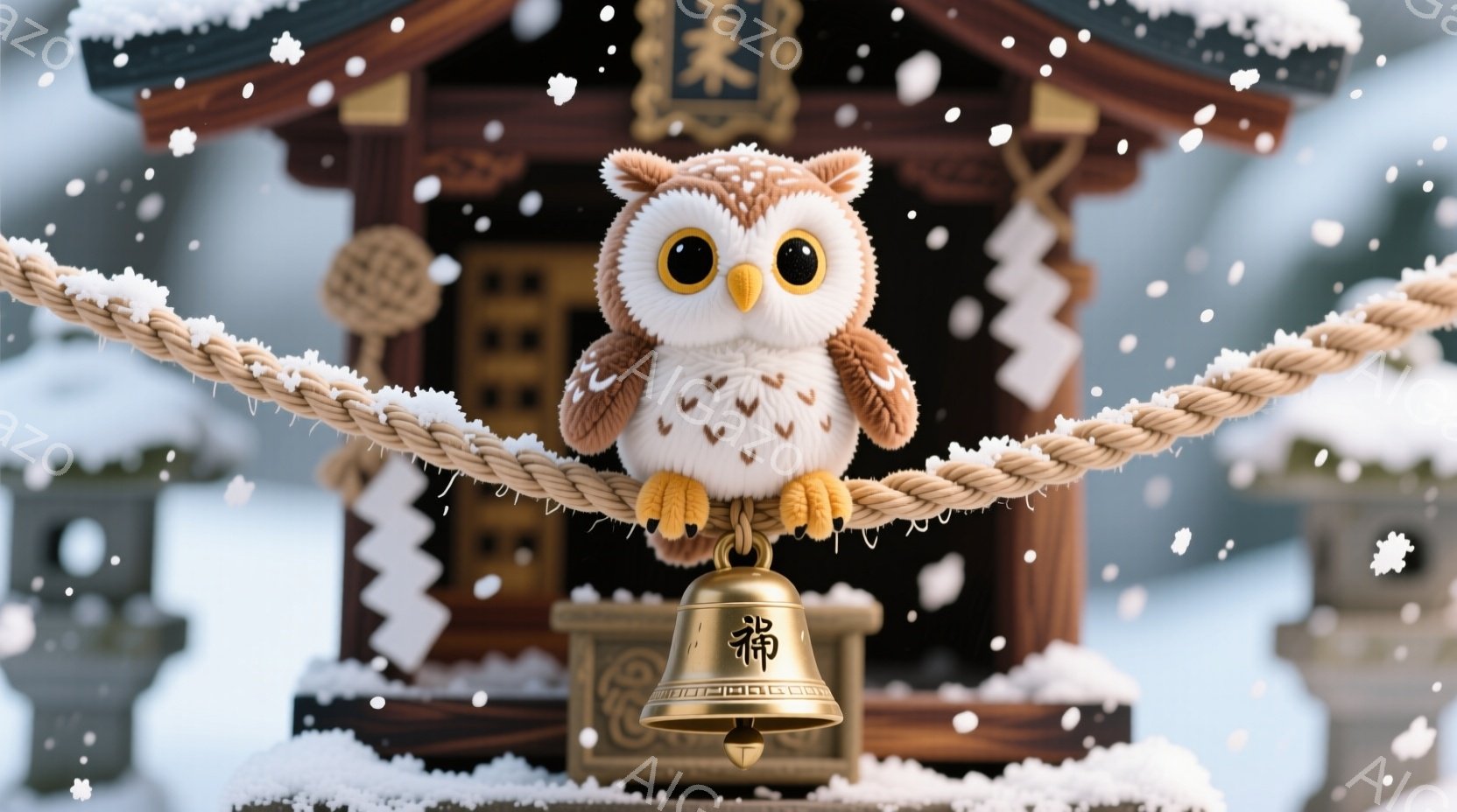 明るい茶色のリスが、ふさふさとした尻尾を大きく広げ、地面に座って前方を向いています。そのすぐ近くには、小さくて灰色のネズミがおり、リスの姿を見上げています。背景は緑豊かな自然で、落ち葉が散らばっており、穏やかで静かな雰囲気が漂っています。