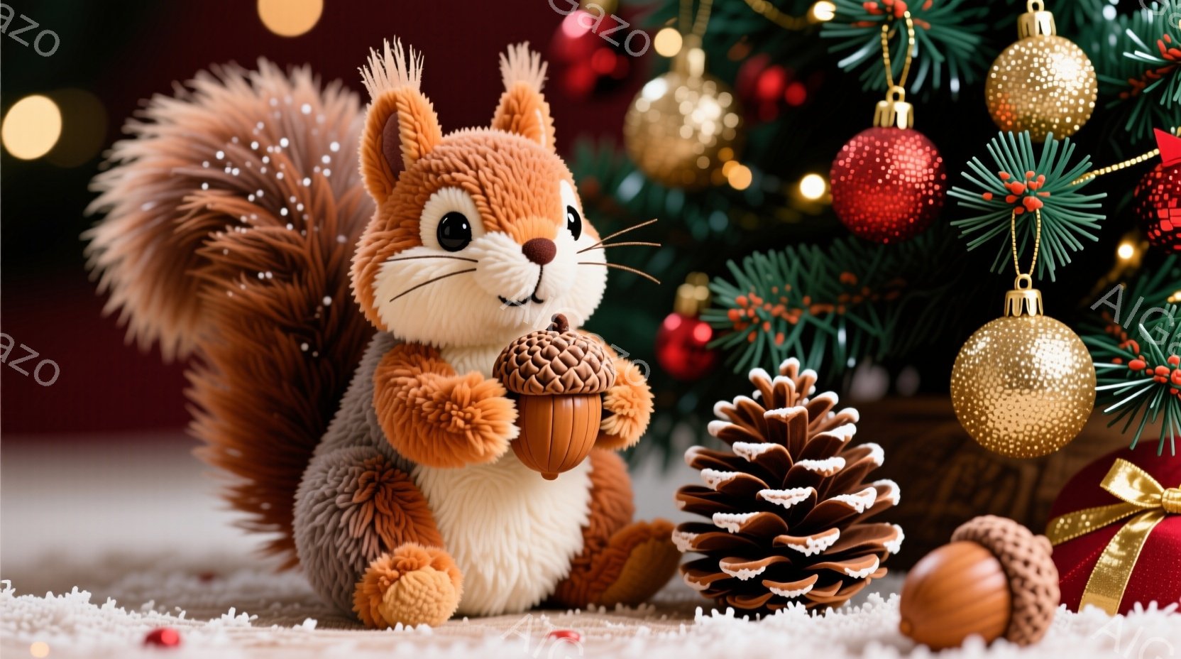 紺色の着物と黄色の帯を身につけたカワウソのぬいぐるみは、畳の上に座っています。着物にはピンクと黄色の花柄が描かれており、可愛らしい表情をしています。背景には障子と木製の家具が見え、落ち着いた和の雰囲気が漂っています。