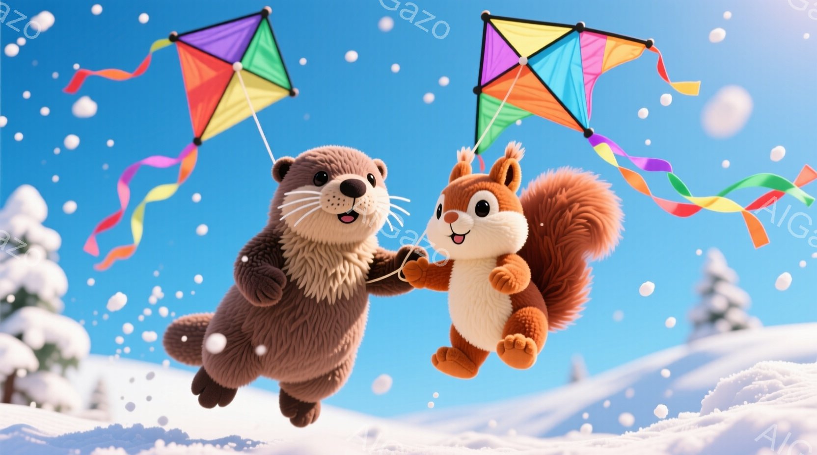 白と茶色の縞模様の猫が、炭火グリル（バーベキューグリル）の横で丸まって座っています。背景にはクリスマスツリーが飾られ、赤い松ぼっくりやオーナメントが散りばめられており、温かく、遊び心のある雰囲気を醸し出しています。猫はリラックスした表情で、まるでグリルを暖かく楽しんでいるようです。