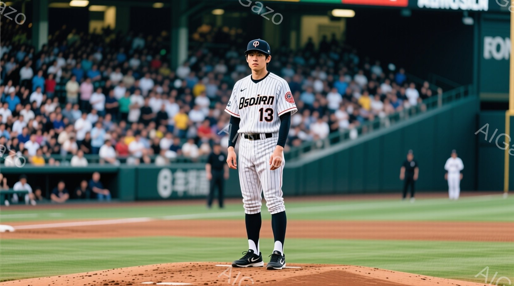 フォーマルな服装をした女性が写っています。彼女は黒いジャケットに白いシャツを着ており、短い黒髪で、笑顔で食事を楽しんでいます。背景には、他の人々が食事をしている食堂のような場所があり、明るく清潔な雰囲気です。