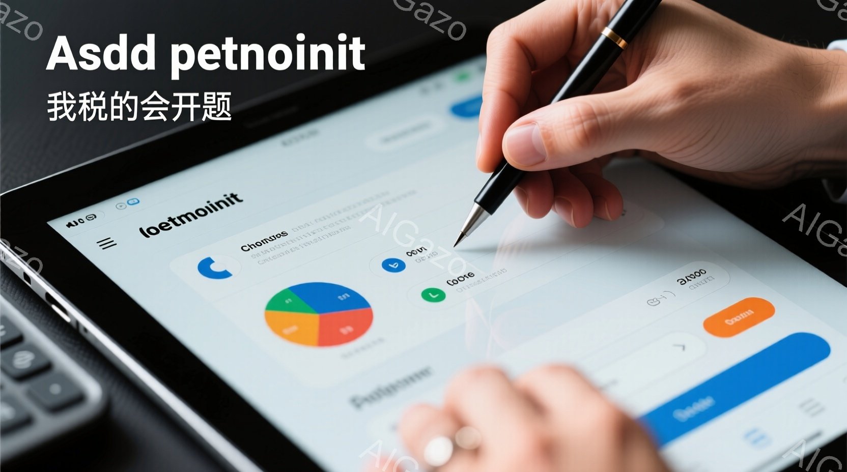 タッチペンでスマートフォンを操作している人物の手元をクローズアップしたものです。画面にはグラフやデータが表示されており、何らかの分析や情報収集が行われている様子が伺えます。全体的に青と白を基調としたモダンな雰囲気で、ビジネスシーンやデジタルワークを連想させます。