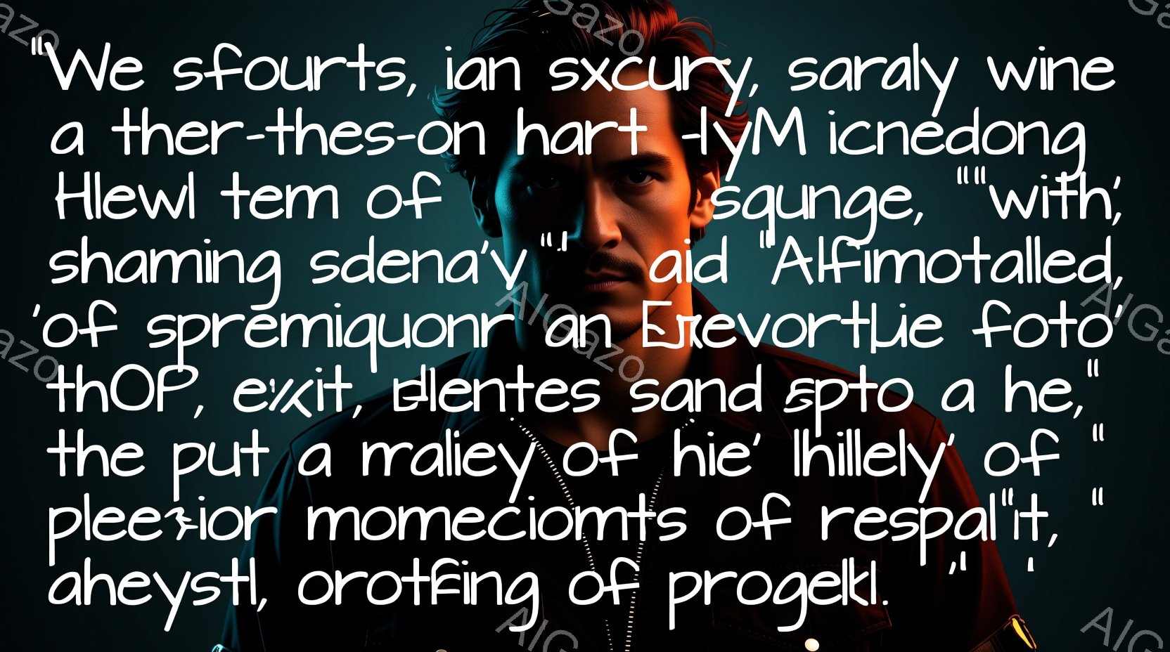 焦点は、暗い背景に対して際立つ、男性の顔に当てられています。彼は黒いジャケットを着て、髪は後ろにとかされており、やや眉間にしわを寄せた表情をしています。背景は不明瞭ですが、ぼやけた光点から都市部の夜景のように見え、全体的に影の多い、ミステリアスな雰囲気を醸し出しています。