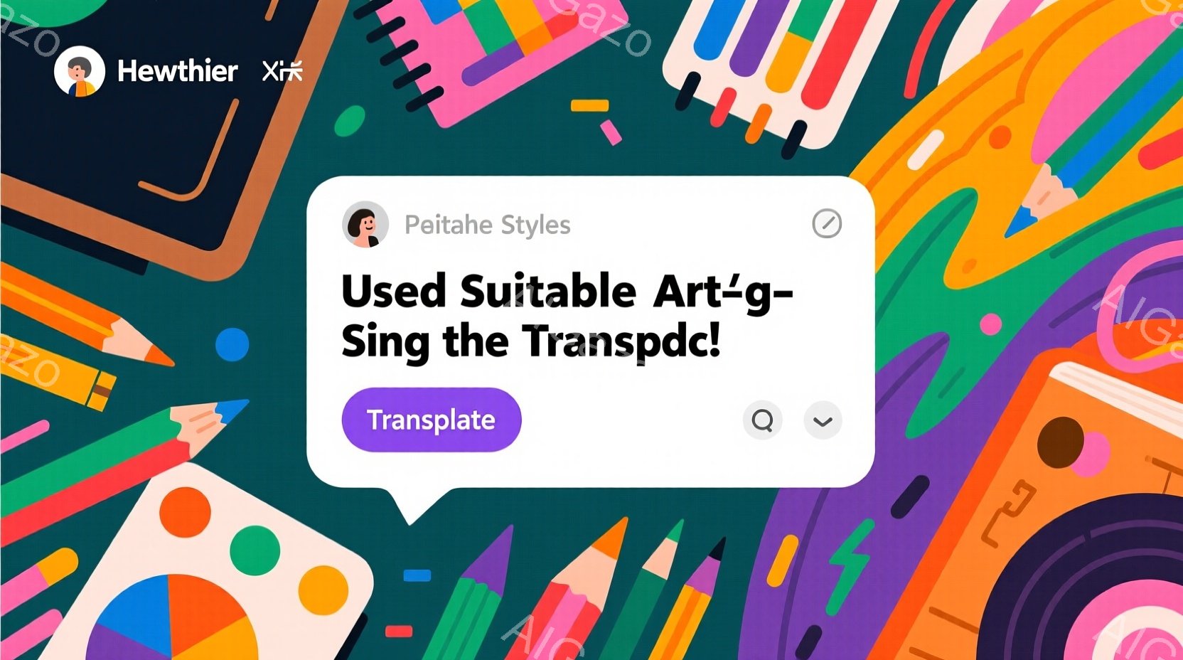 カラフルな画材が散りばめられた抽象的な背景が印象的です。クレヨン、鉛筆、絵の具パレットなどが、生き生きとした色彩で配置されています。全体的にポップで遊び心があり、創造性を刺激するような雰囲気です。 - AI生成フリー素材