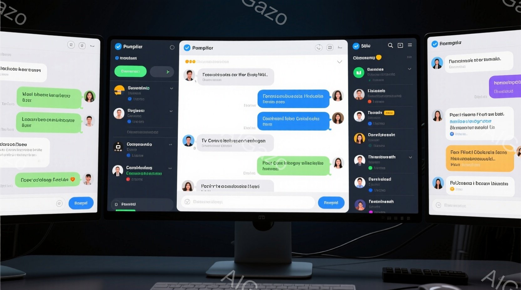 ビデオ会議のインターフェースのスクリーンショットです。多数の参加者のアバターまたはプロフィール写真が、画面上にグリッド状に並んでいます。各アバターの下には名前が記載されており、様々な色の背景を持つアイコンが表示されています。