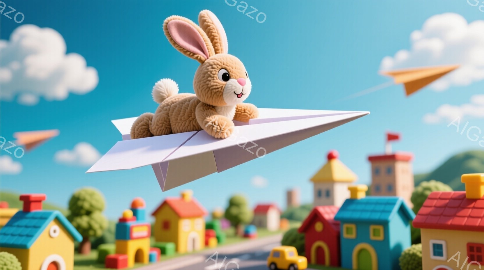 2. キャラクター：フリフリのリープスタップ 3. シーン：飛行機に乗る（笑顔）