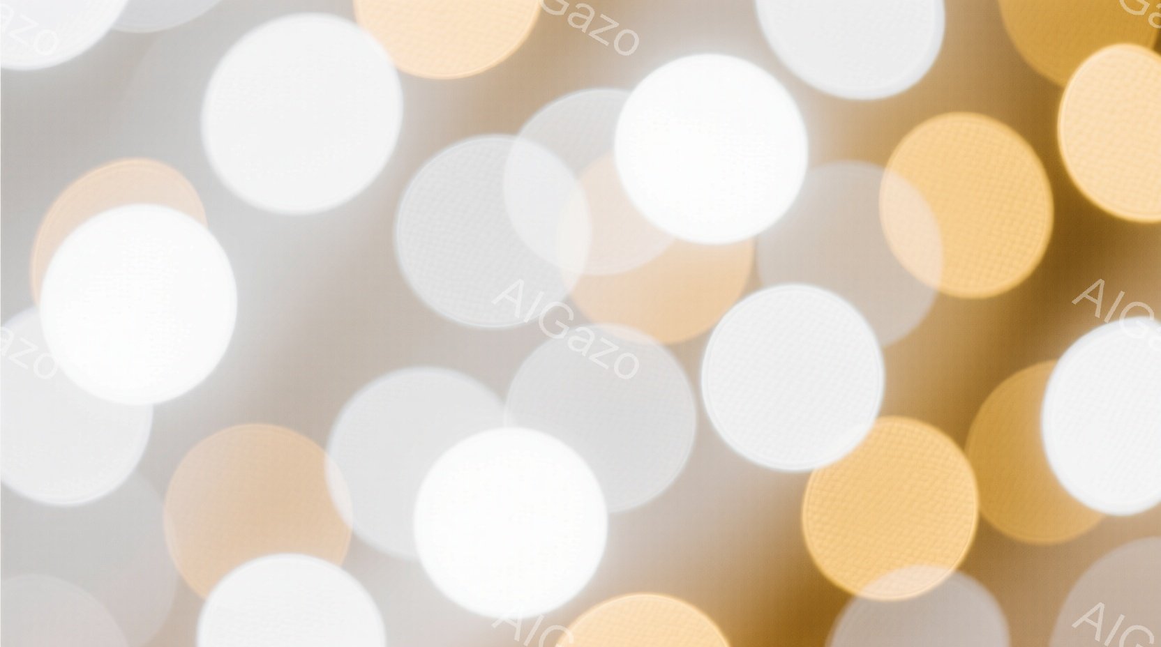 画像は、ぼやけた暖色系の光の円が重なり合い、まるで泡のように見える抽象的な構成です。光の色は白と黄金色を基調とし、柔らかく夢幻的な雰囲気を醸し出しています。背景は特定できず、光自体が主要な被写体として - AI生成フリー素材