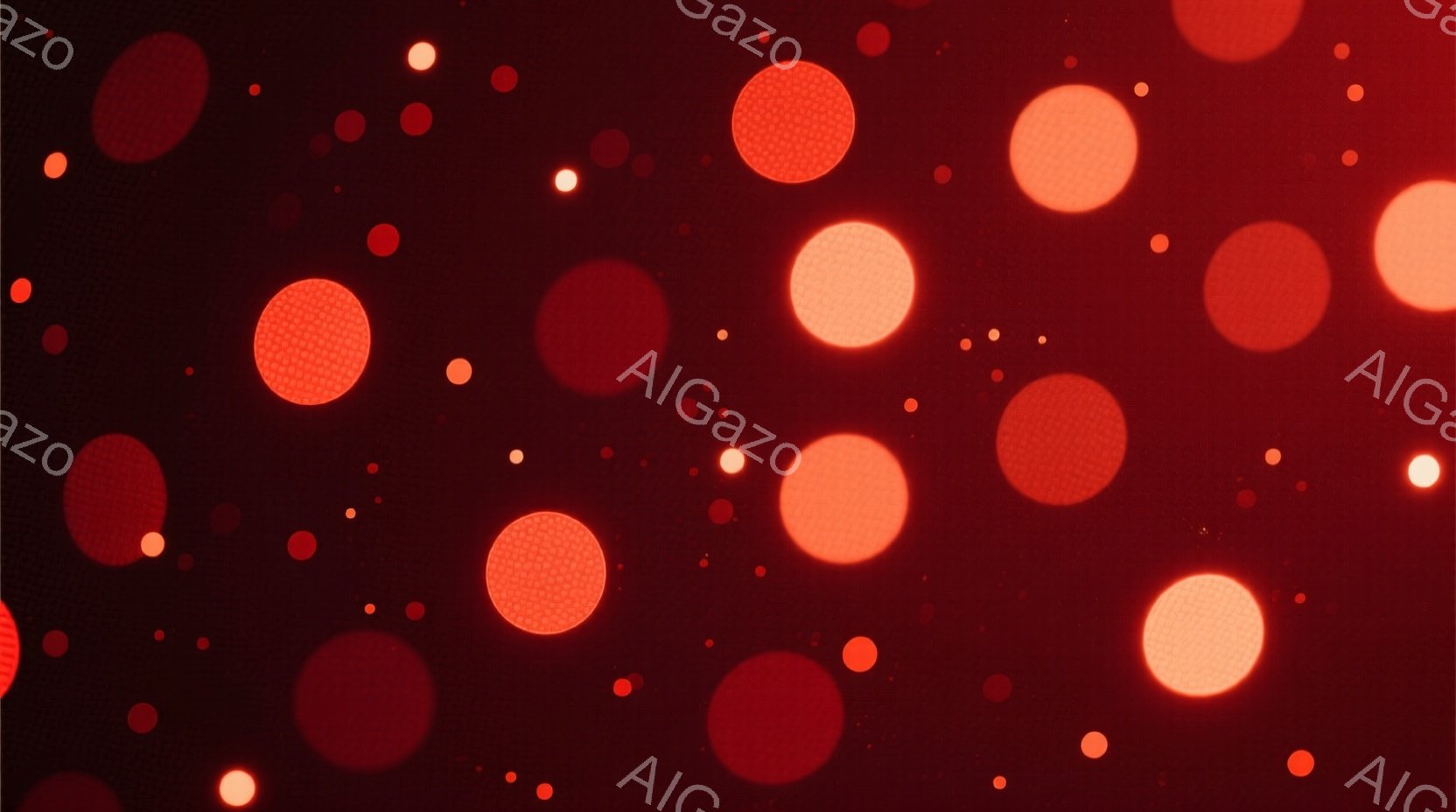 深い赤色の背景に、様々な大きさの光の円が散りばめられています。円は明るいオレンジ色で、ぼんやりとした光を放ち、まるで星空のような印象を与えます。全体的に暖かく、幻想的な雰囲気を醸し出しています。