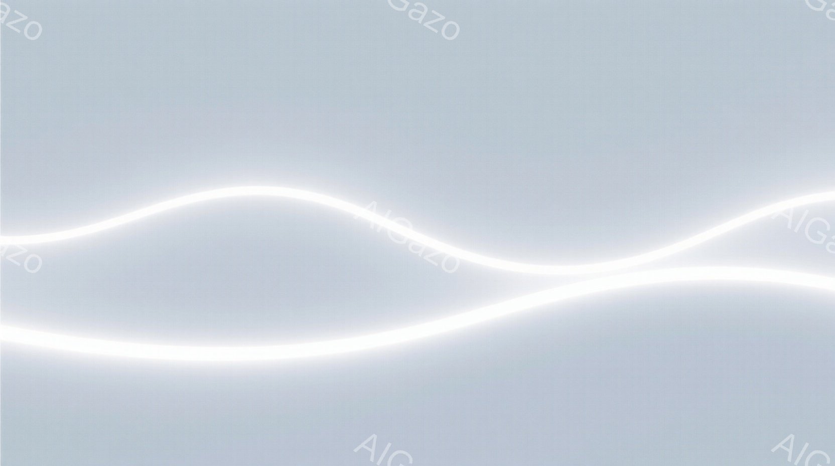 白を基調とした背景に、光る帯のようなものが二本、緩やかな曲線を描いて流れています。帯は明るく輝いており、まるでエネルギーや光の流れを表現しているかのようです。全体的にシンプルでミニマルな印象を与え、未来的で洗練された雰囲気です。