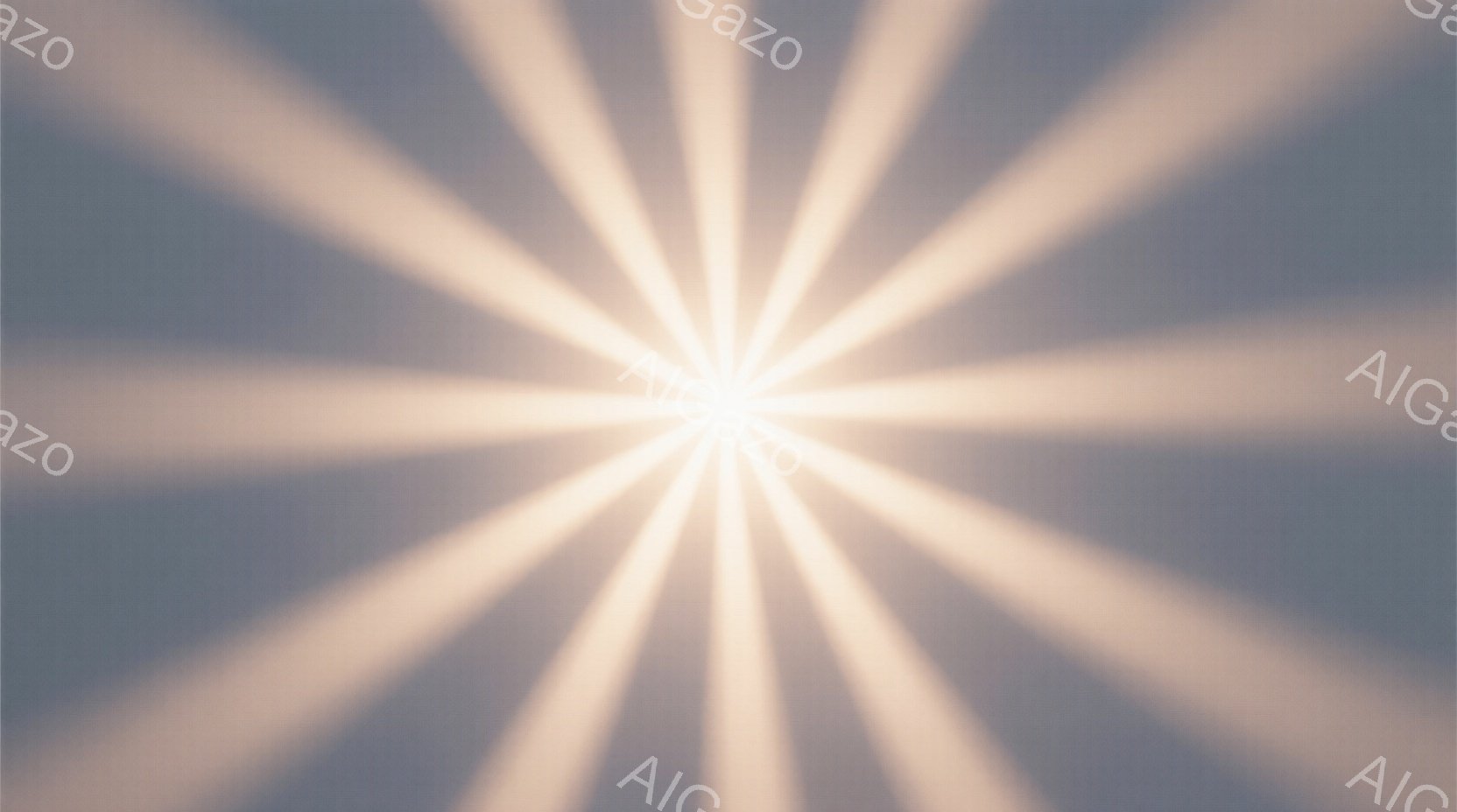 この画像は、中心から放射状に広がる強い光線が特徴です。光は薄い青色の背景を照らし、まるで太陽の光や神聖なエネルギーが爆発しているかのような印象を与えます。 全体的に、力強く神秘的な雰囲気を醸し出してい - AI生成フリー素材