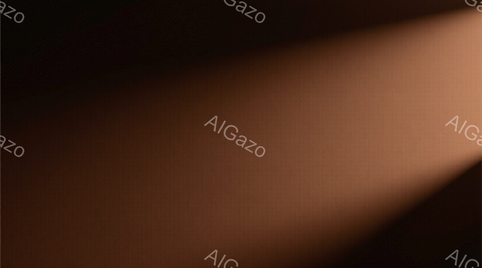 暖かく落ち着いた赤茶色の背景が広がっており、右側には強い光が差し込み、画面の一部を明るく照らしている。影と光のコントラストが印象的で、まるで舞台照明のような効果を生み出している。人物や具体的な被写体は特定できないが、全体的に静かで穏やかな雰囲気が感じられる。