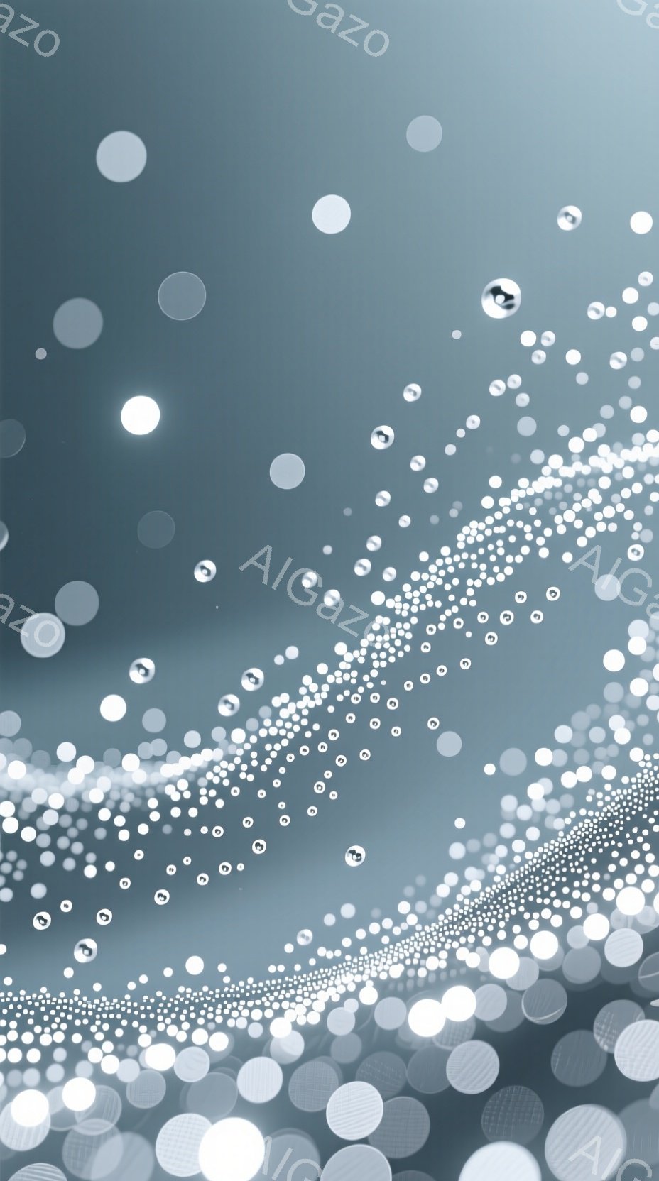 ぼんやりとした背景に、多数の白い光の球体が漂う抽象的な画像です。光の球体はサイズや明るさが異なり、まるで星雲や泡のような印象を与えます。全体的に神秘的で幻想的な雰囲気を醸し出しており、特定の人物や具体的な場所は描かれていません。