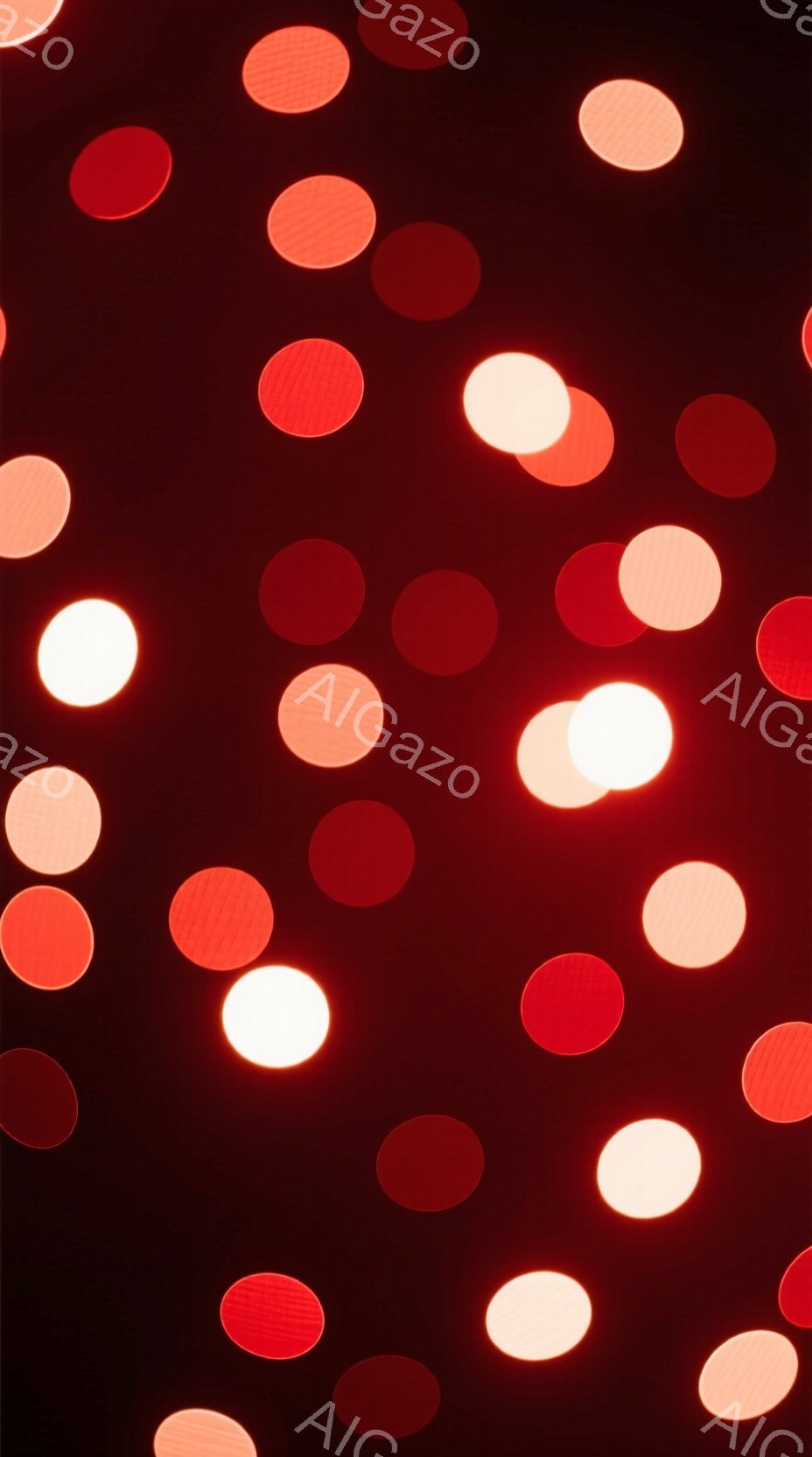 深紅色の背景に、ぼやけた光の円が多数散りばめられています。光は白やオレンジ色を帯びており、まるで夜空の星のように輝いています。全体的に暖かく幻想的な雰囲気を醸し出しています。