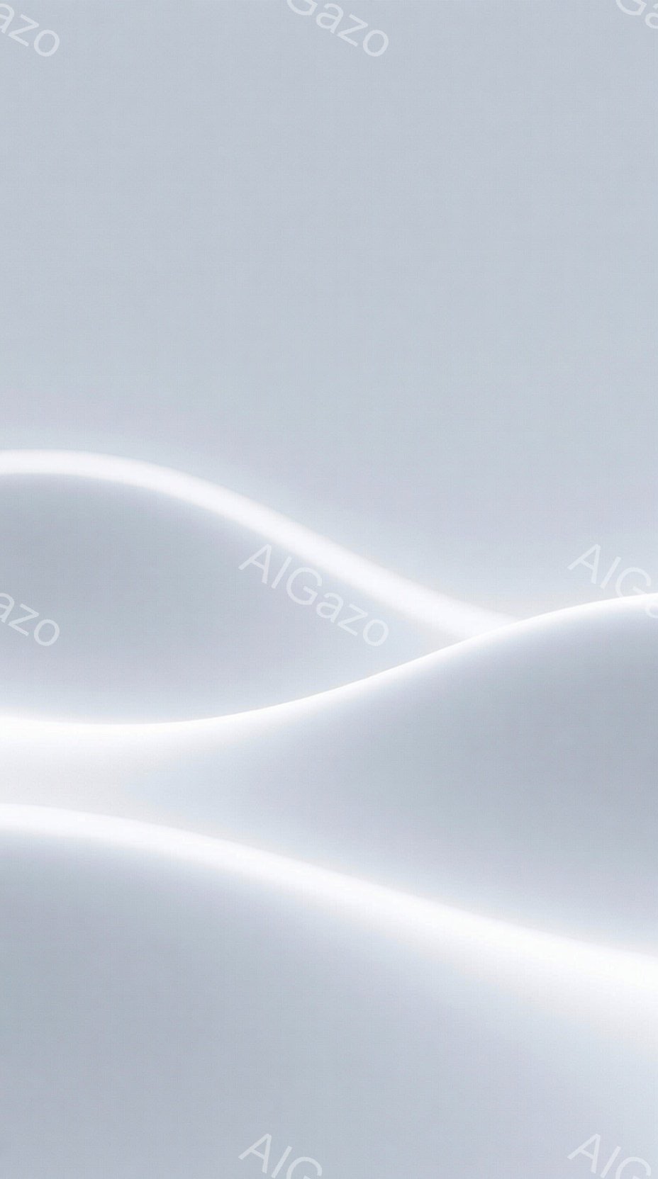 白を基調とした抽象的な画像で、流れるような曲線が幾重にも重なり合っている。光沢のある素材のように見え、滑らかで優雅な印象を与える。背景はぼやけており、曲線が際立つように構成されている。