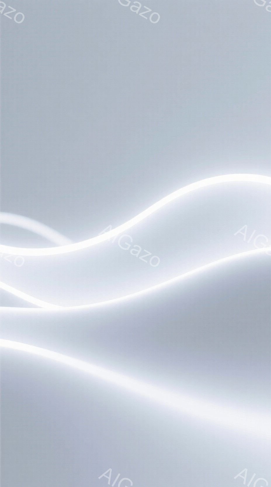 画面には、明るい白い線が、まるで光の軌跡のように、曲線を描いて流れています。背景は淡いグレーで、光の線が際立ち、未来的な印象を与えます。全体として、シンプルでありながら、動きと奥行きを感じさせる抽象的なイメージです。