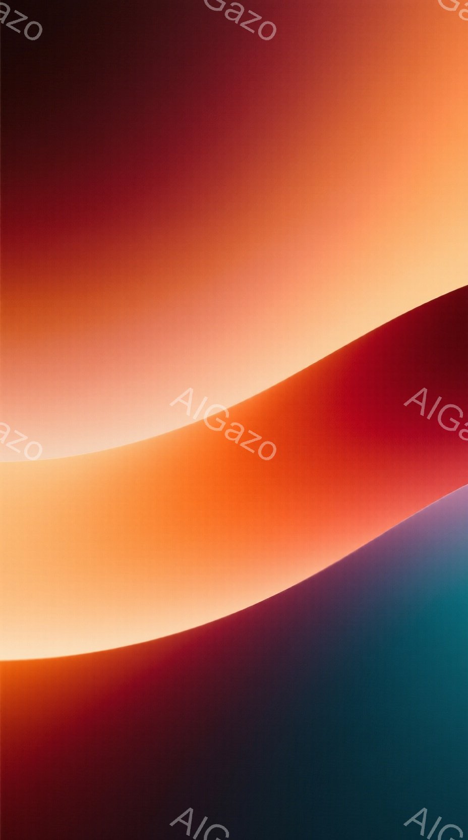 鮮やかな色彩が渦巻く抽象的な画像で、上部は明るいオレンジ色から赤色、そして下部は濃い青色へとグラデーションが変化している。明確な形や対象物はなく、光と色の流れが強調された、流動的で神秘的な雰囲気を醸し出している。全体的に暖色と寒色が混ざり合い、視覚的に奥行きと動きを感じさせる。