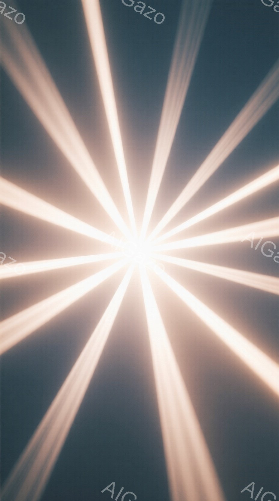 強烈な光線が中心から放射状に広がり、まるで太陽や爆発のような印象を与える画像です。背景は暗く、光線が際立っており、神秘的でダイナミックな雰囲気を醸し出しています。この光の表現は、エネルギーや希望、あるいは強大な力を象徴しているように見えます。