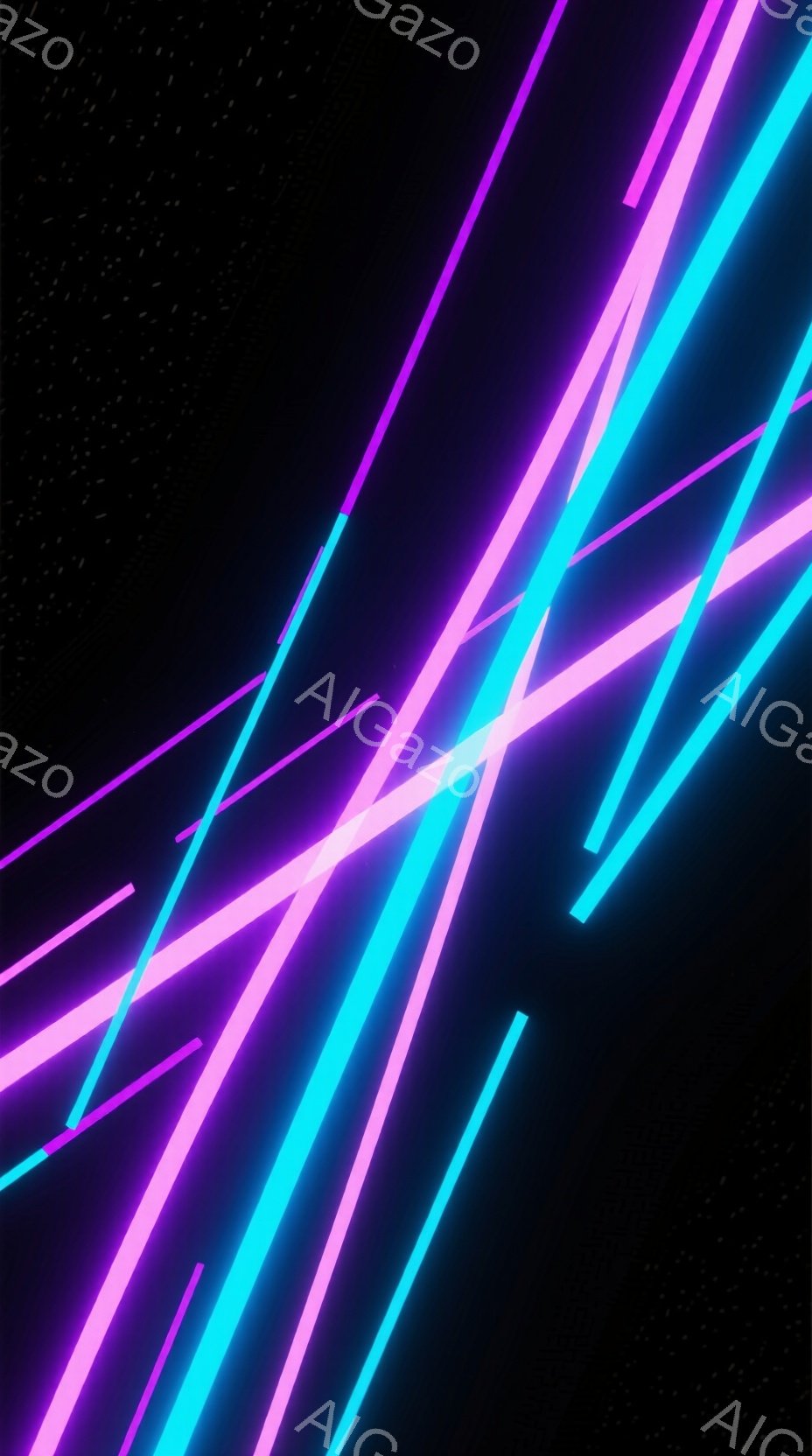 鮮やかなネオンピンクと青色の光の線が、黒い背景の上を斜めに交差している抽象的な画像です。光は未来的なエネルギーを感じさせ、まるでサイバー空間や夜空の星のように見えます。全体的に、大胆でダイナミックな印 - AI生成フリー素材