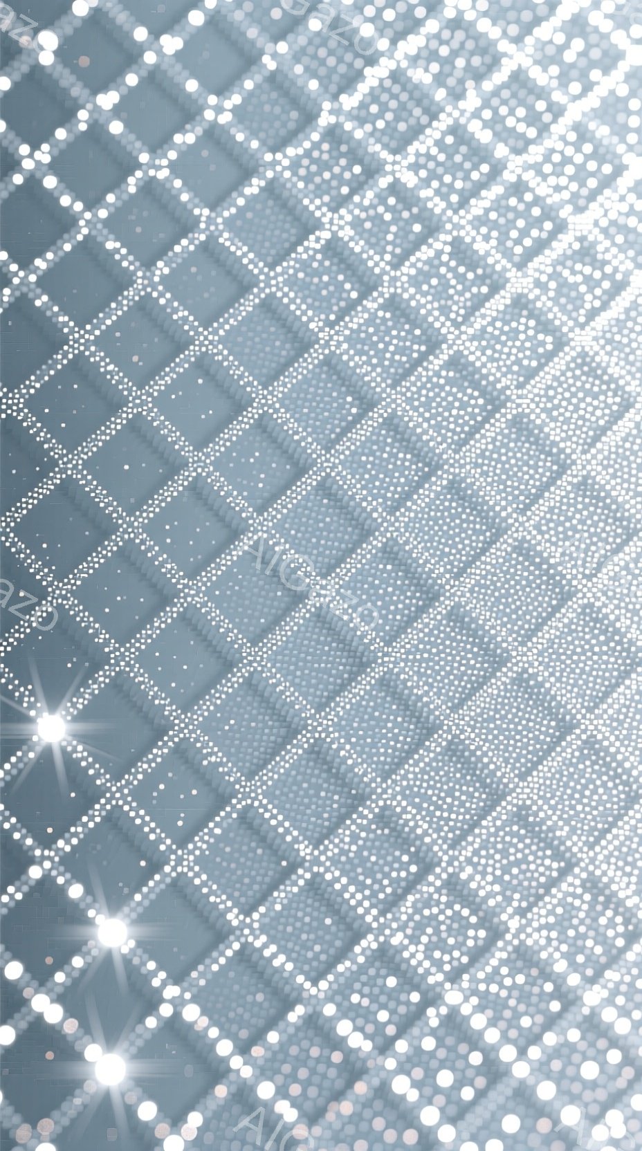 この画像は、銀色のドットが幾何学的なパターンで構成された背景です。光沢のある質感と、光の反射が特徴的で、全体的に幻想的で洗練された雰囲気を醸し出しています。背景は単色で、人物や具体的なオブジェクトは含 - AI生成フリー素材