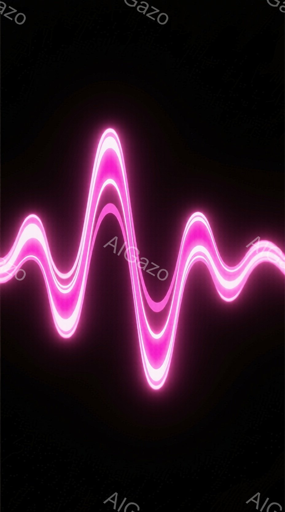 鮮やかなピンク色の光が、暗い背景に蛇行しながら流れる様子が描かれています。光はまるで発光するリボンや、エネルギーの流れを連想させ、未来的な印象を与えます。全体的に、静かで神秘的な雰囲気が漂っています。