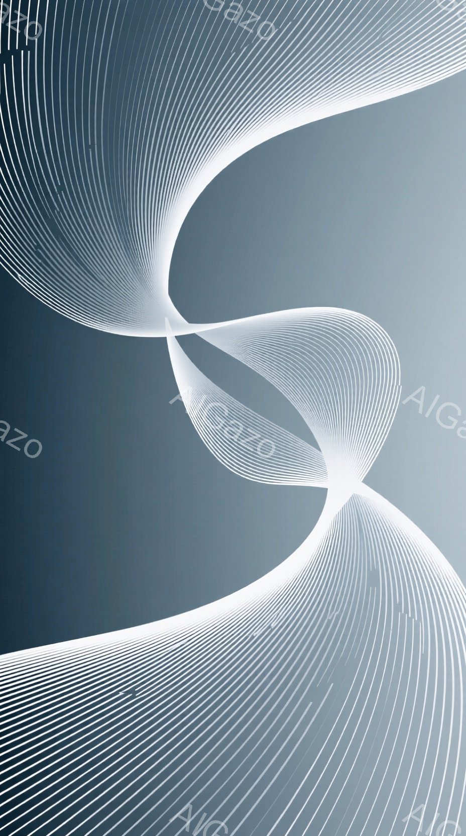 鮮やかな白い線が複雑に絡み合い、まるで光の軌跡のような抽象的な模様を描いています。濃い青色の背景が、これらの線を際立たせ、奥行きと動きを感じさせます。全体的に、流れるような優雅さと未来的な雰囲気を持つ、洗練されたイメージです。