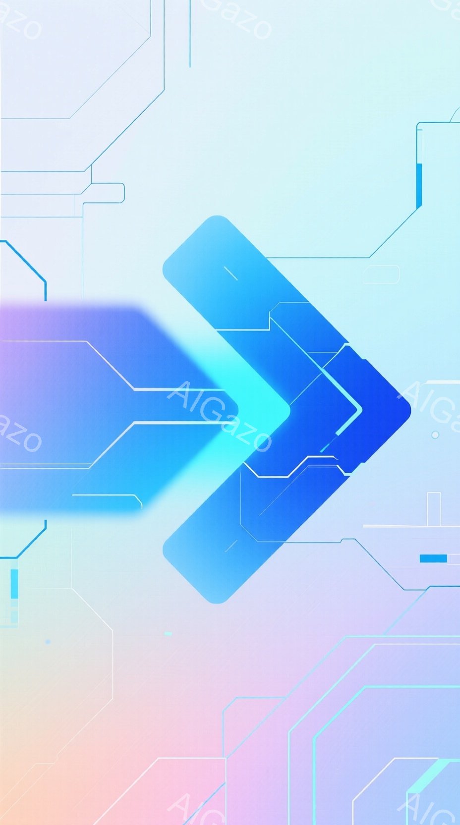 鮮やかな青と紫のグラデーションが印象的な抽象的な画像です。背景には、細い白い線が回路基板のように配置され、未来的な雰囲気を作り出しています。全体的にクールでテクノロジーを感じさせるデザインです。 - AI生成フリー素材