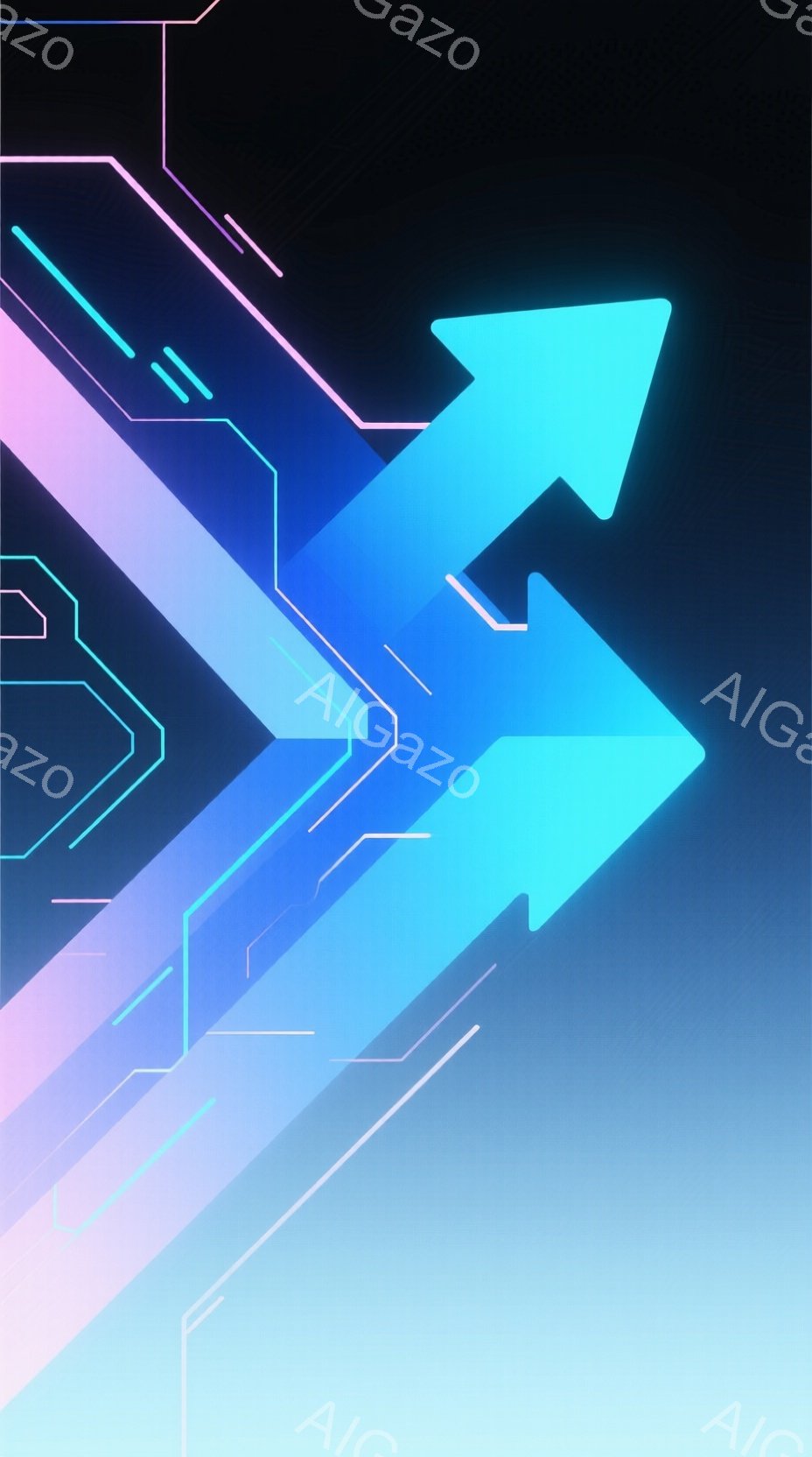 この画像は、鮮やかな青と紫色の光が走る、未来的な抽象的な背景です。幾何学的な線と光の帯が斜めに交差し、速度感とエネルギーを感じさせます。全体的にクールで、テクノロジーやデジタル空間を連想させる雰囲気です。