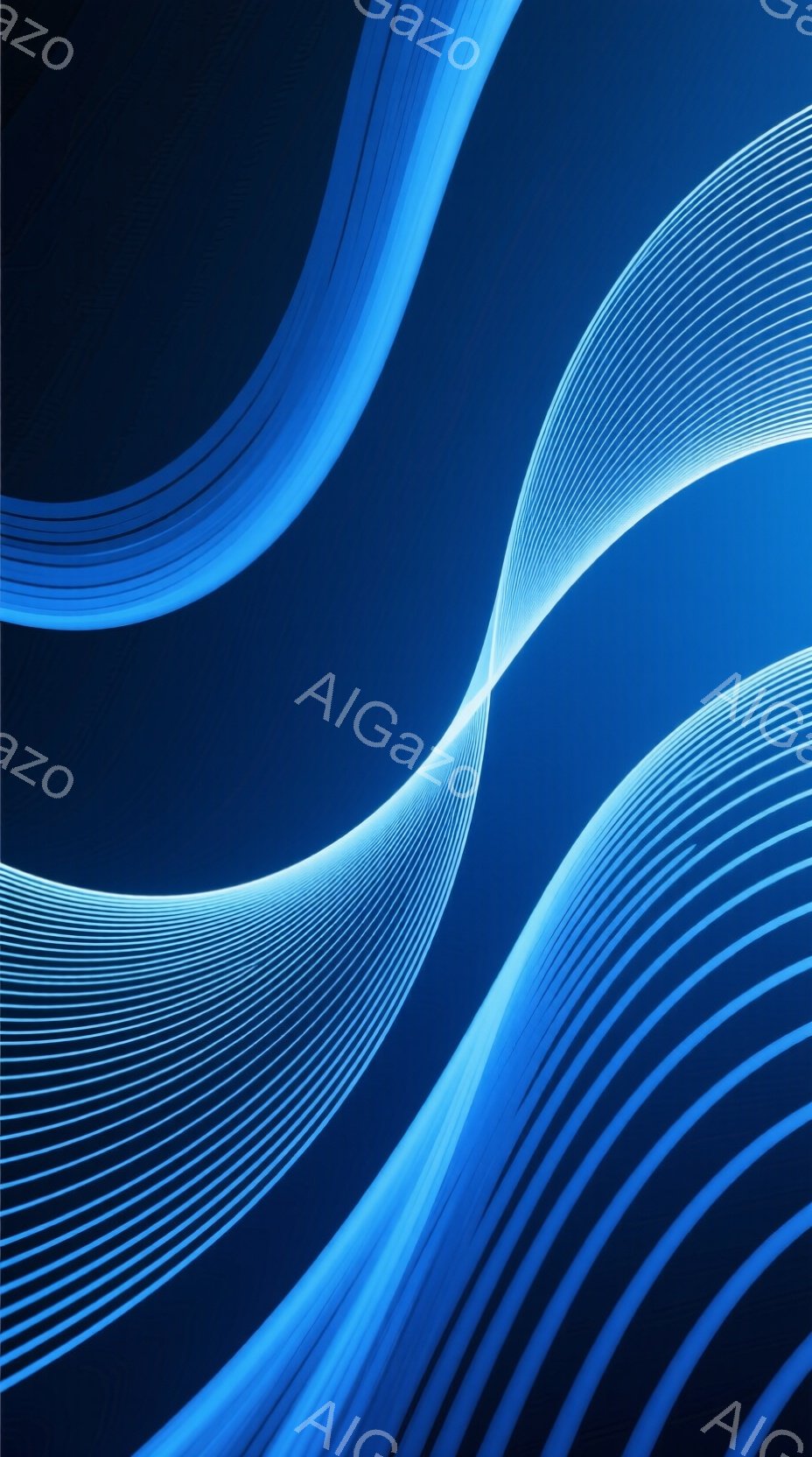 鮮やかな青色の線が、暗い青色の背景を曲線的に横切る抽象的な画像です。線は光の軌跡のように輝き、未来的なエネルギーや動きを感じさせます。全体として、洗練された、ダイナミックで、流れるような印象を与えます - AI生成フリー素材