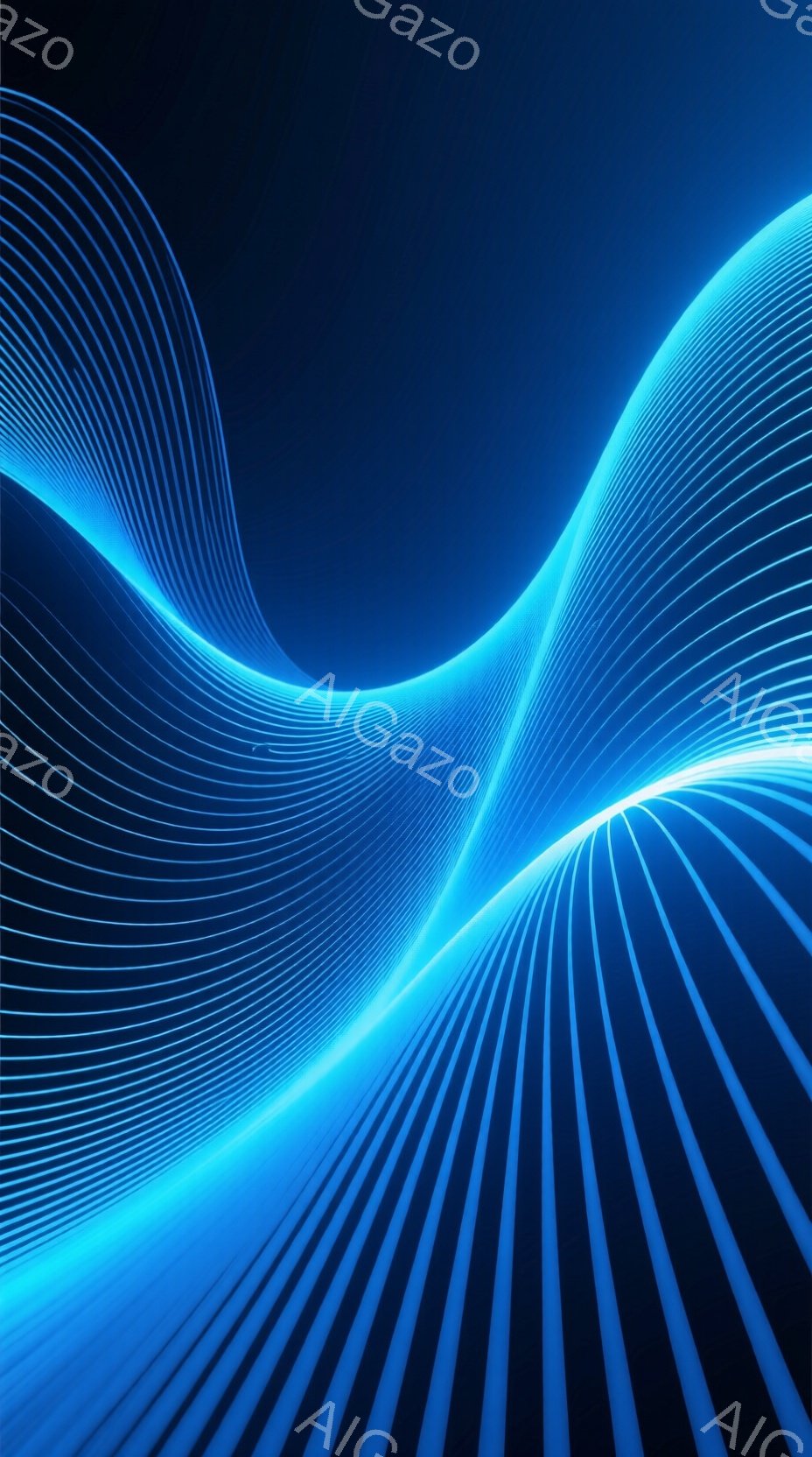 青色の光の線が幾重にも重なり合い、流れるような曲線を描いている。線は画面下部から放射状に広がり、徐々に薄れていくことで奥行きを感じさせる。背景は暗く、光の線が際立つことで未来的な雰囲気を醸し出している - AI生成フリー素材