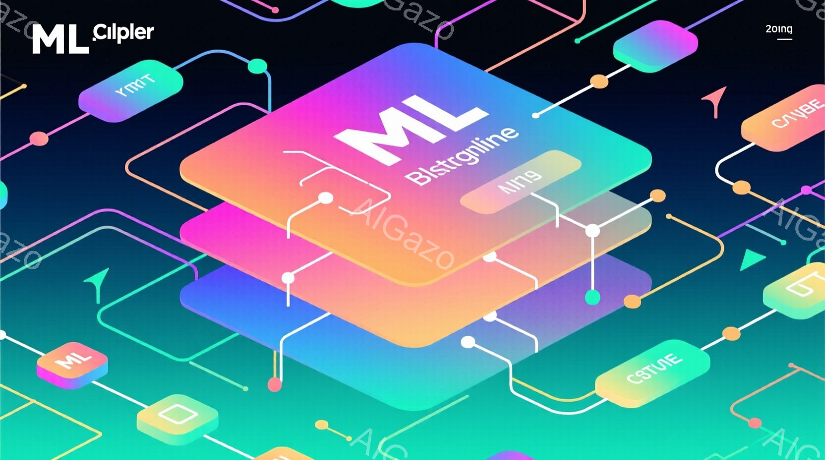 鮮やかな色彩の幾何学的な図形が、立体的なグリッド状に配置された抽象的なビジュアルです。ピンク、青、紫などのグラデーションカラーが使用され、光沢のある質感と影によって奥行きが強調されています。全体的に未来的でテクノロジーを感じさせる、洗練された雰囲気です。